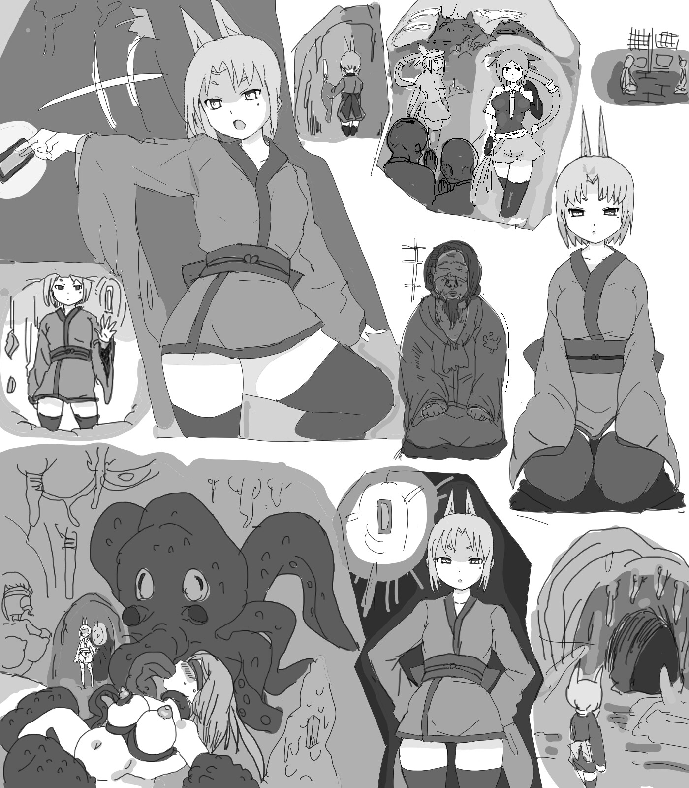 【狐娘退魔師、触手に絡めとられ開発される媚体!!連続アクメ快楽堕ち!】田舎の村の妖魔討伐依頼・・・