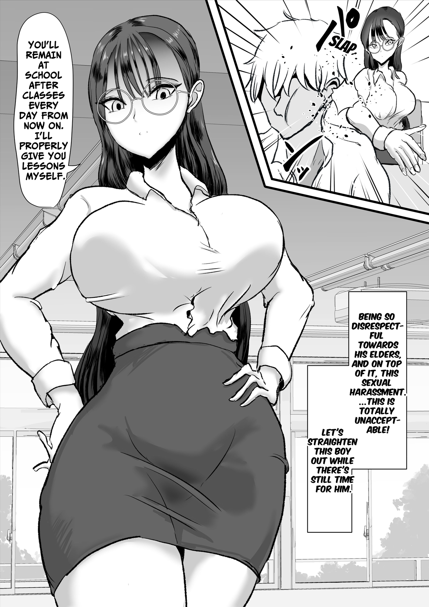 【英語版】クール無表情系女教師は不良の言いなりオナペット