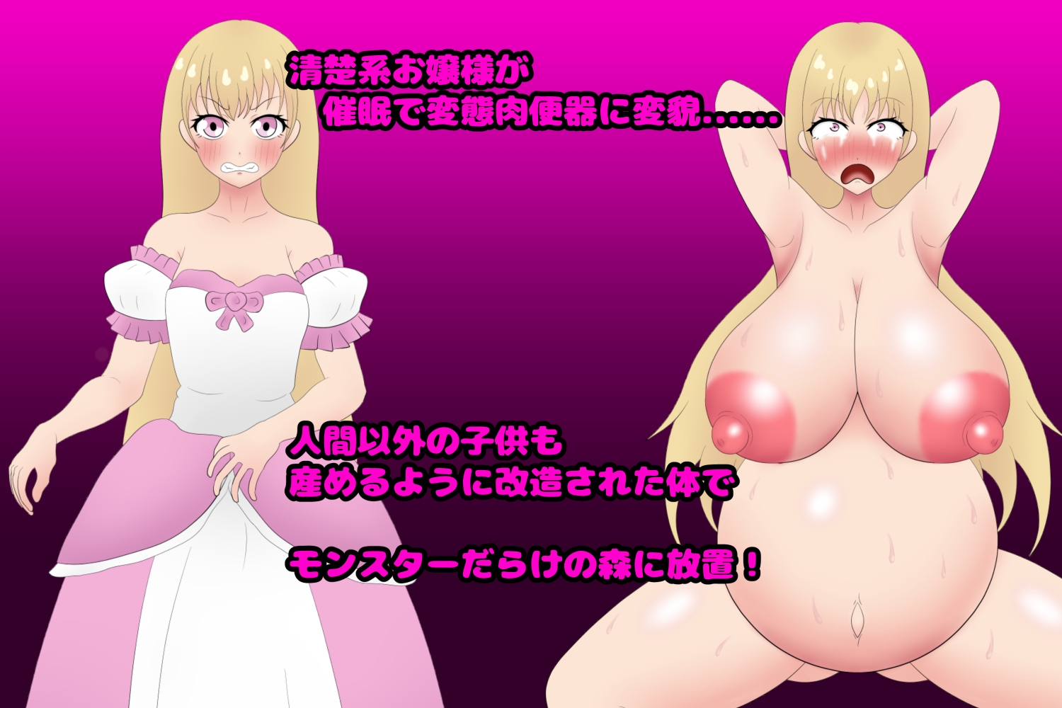ド下品ビフォーアフター 清楚系お姫様がファンタジー世界でモンスターの子供を産みまくり!