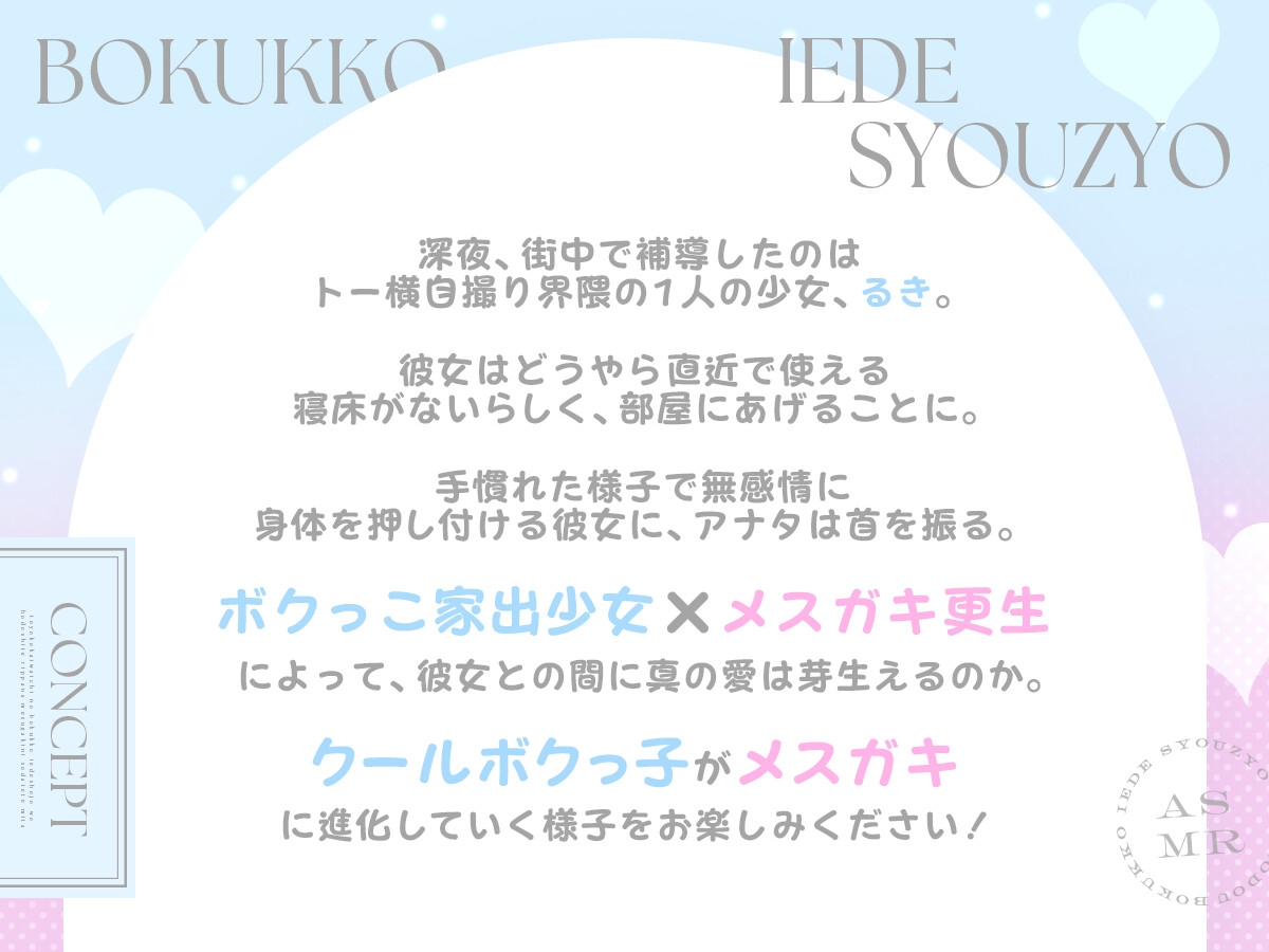 トー横界隈地のボクっ子家出少女を補導して立派なメ○ガキに育ててみた