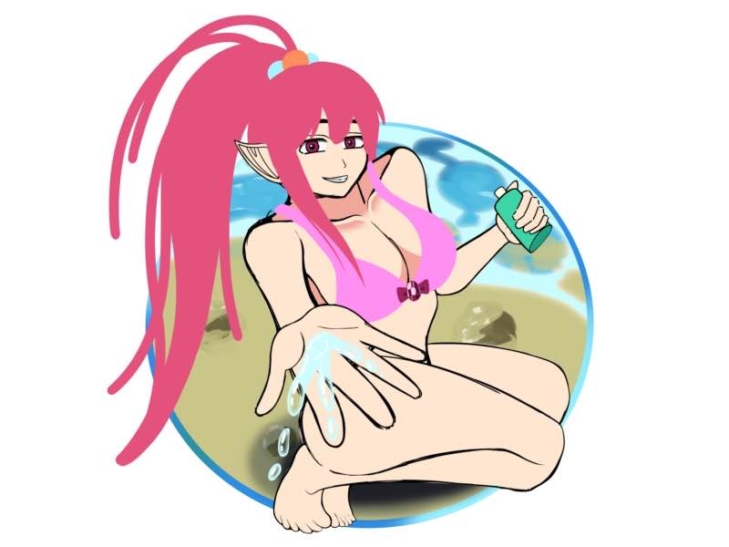 【イラスト】夏!水着女子!オイル塗って!7種