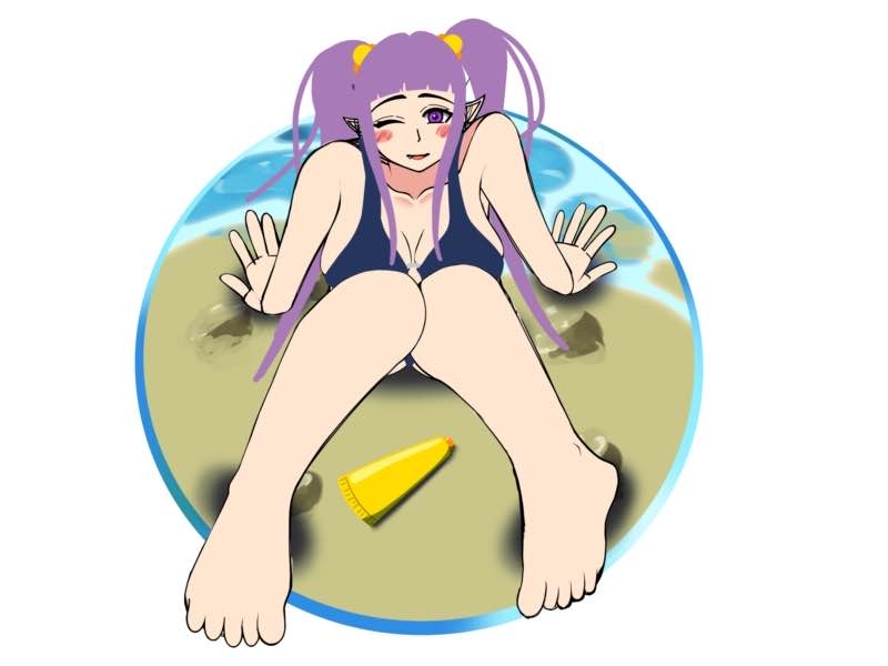 【イラスト】夏!水着女子!オイル塗って!7種