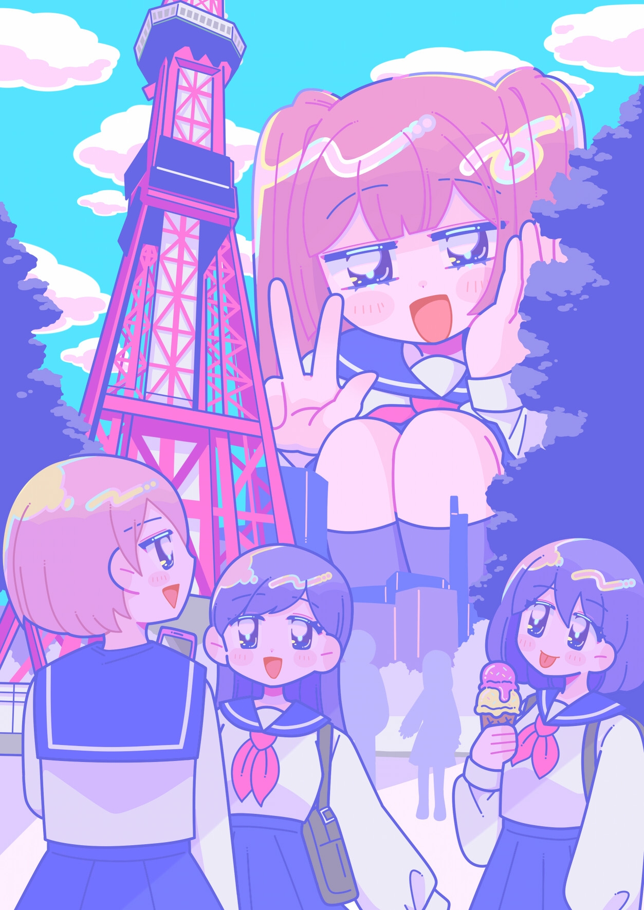 健全可愛い全振り巨大娘イラスト本「Travel Planning now!!」