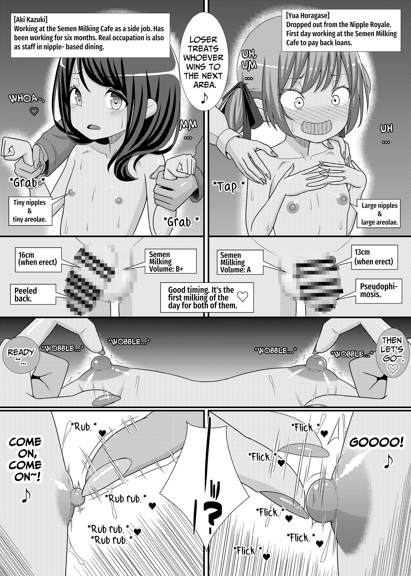 【英語版】搾精成功!?チクビッチーズ!!～♂男の娘♀搾精カフェ潜入編～