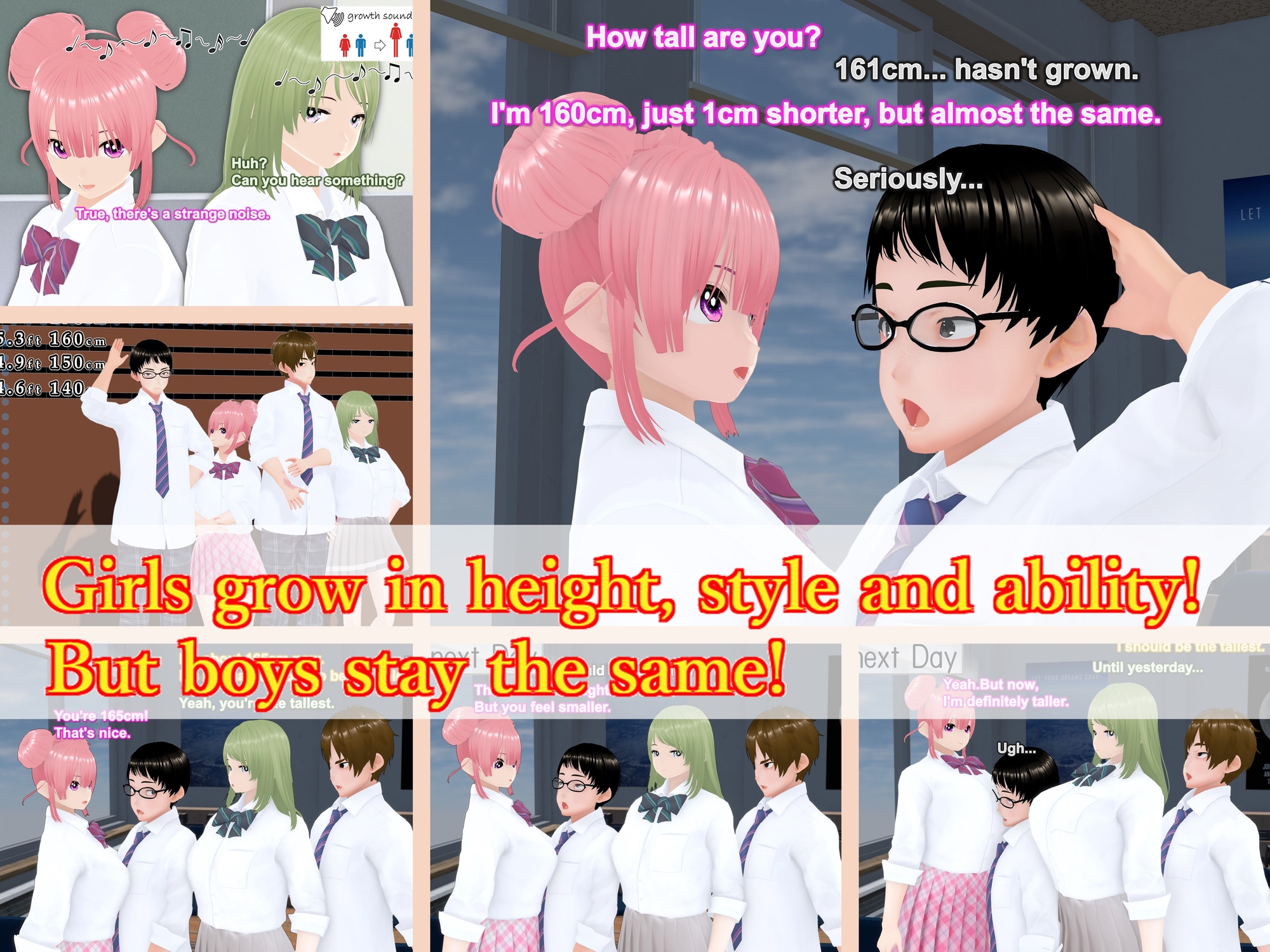 Outgrowing only girls, Overtake boys, Growth sound. Classmate Arc