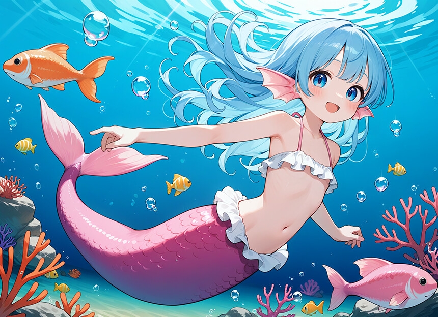 アへ顔オホ声〇リ人魚~人間になる代償に可愛い声を奪われたクールなマーメイド美少女と人間の漁師との恋物語~【純愛/中出し/ちっぱい】