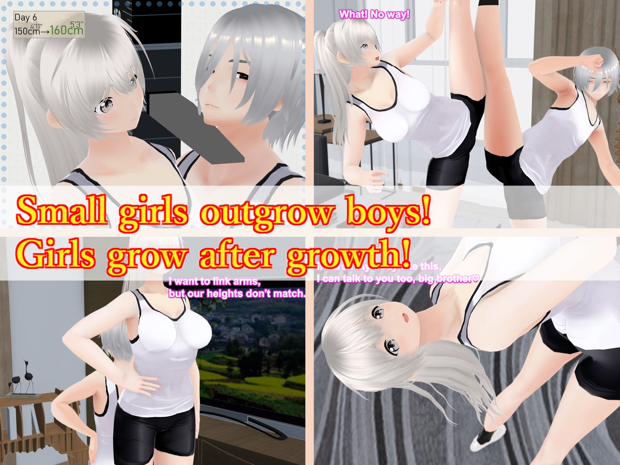 Outgrowing only girls, Overtake boys, Growth sound. Stretching exercises Arc