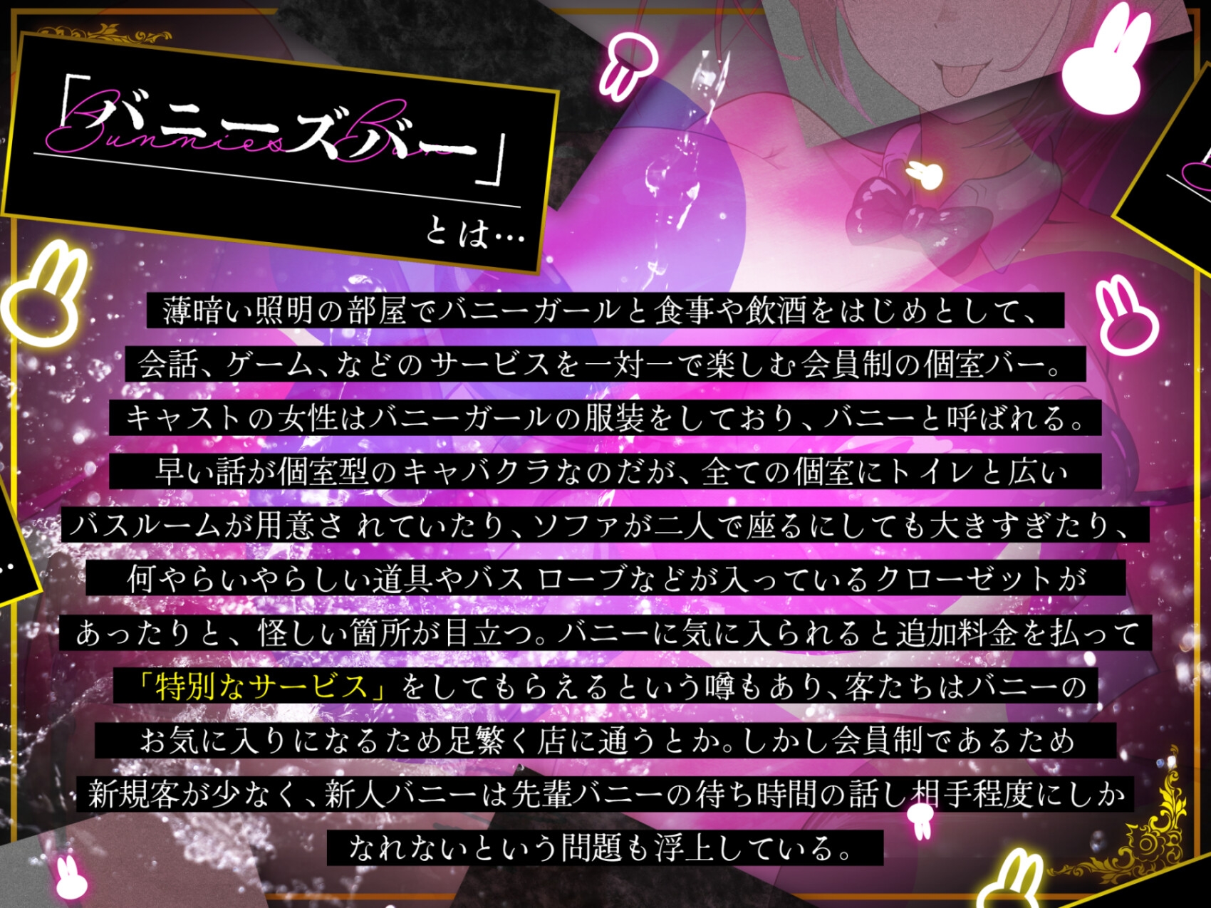 ようこそ、バニーズバーへ!『お兄さん。私とバニーズバーで特別な時間を過ごしませんか?』