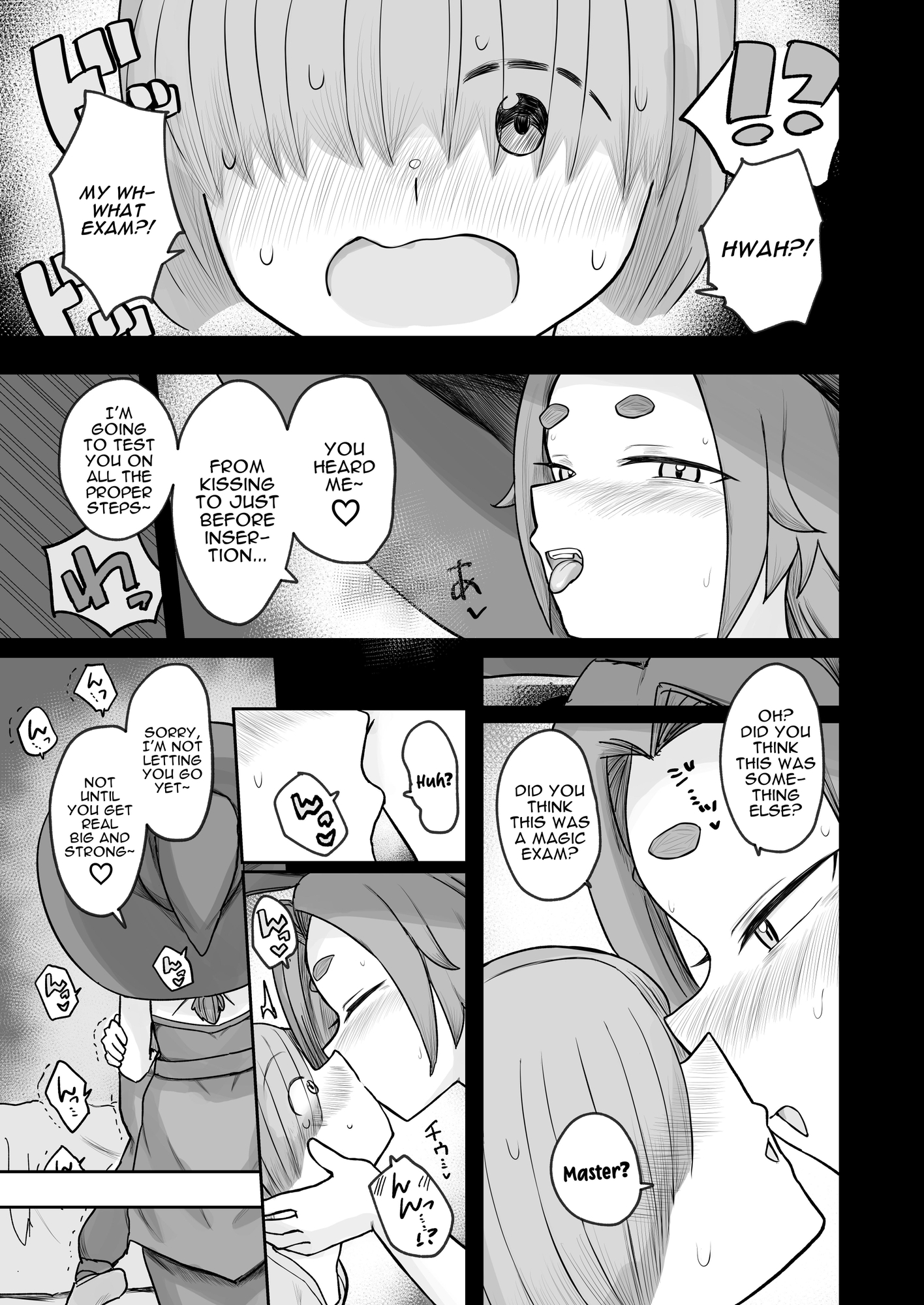 【英語版】『童卒試験』で弟子♂から精子を搾り取る弟子ラブでかちち魔女師匠1000歳↑