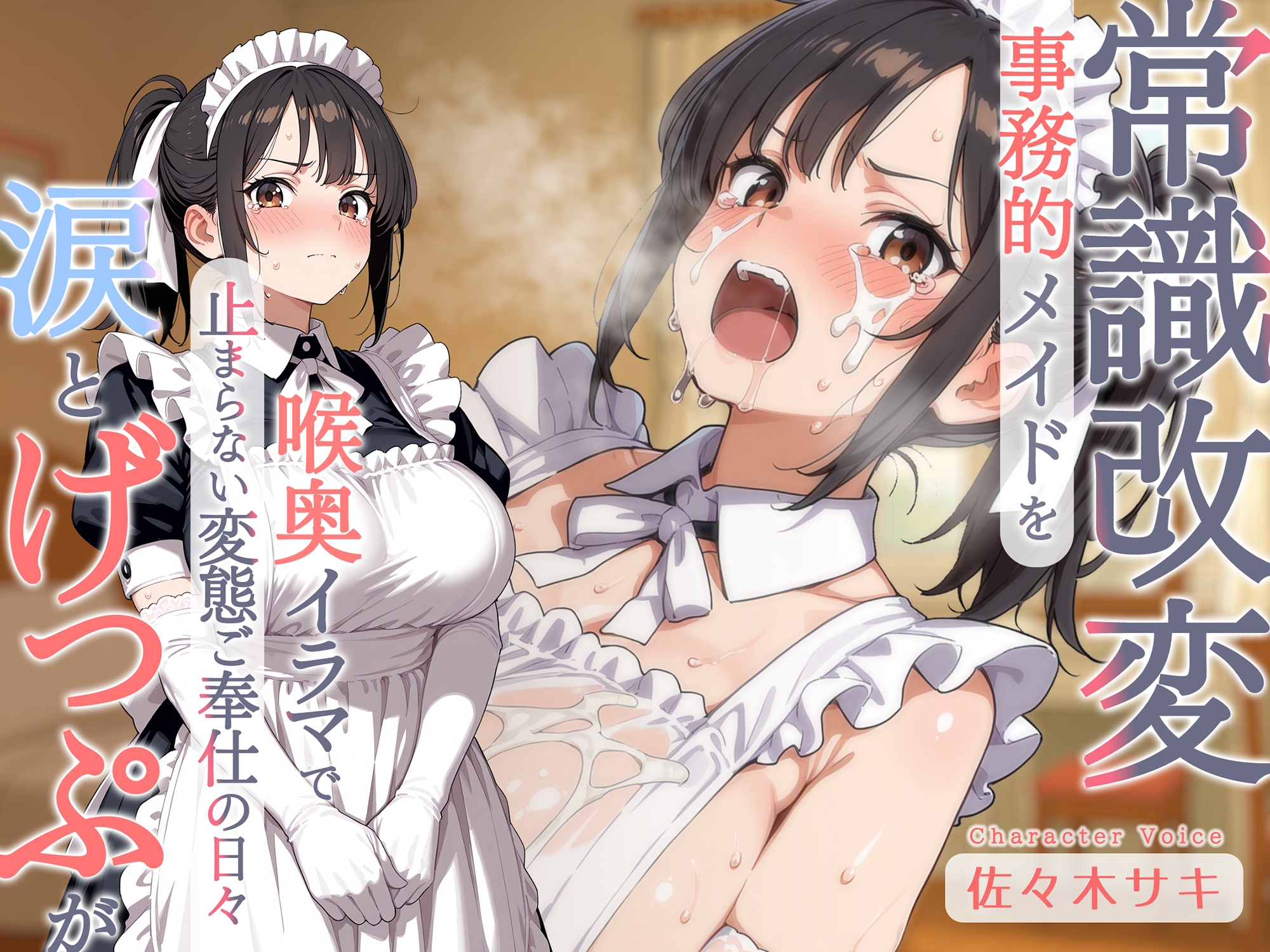 【げっぷ】事務的メイドを常識改変♪喉奥イラマで涙とげっぷが止まらない変態ご奉仕の日々