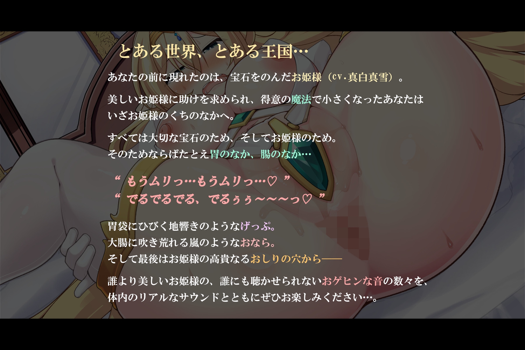 【げっぷ・排泄・体内探索】宝石をのんだお姫様のたとえ胃のなか腸のなか…