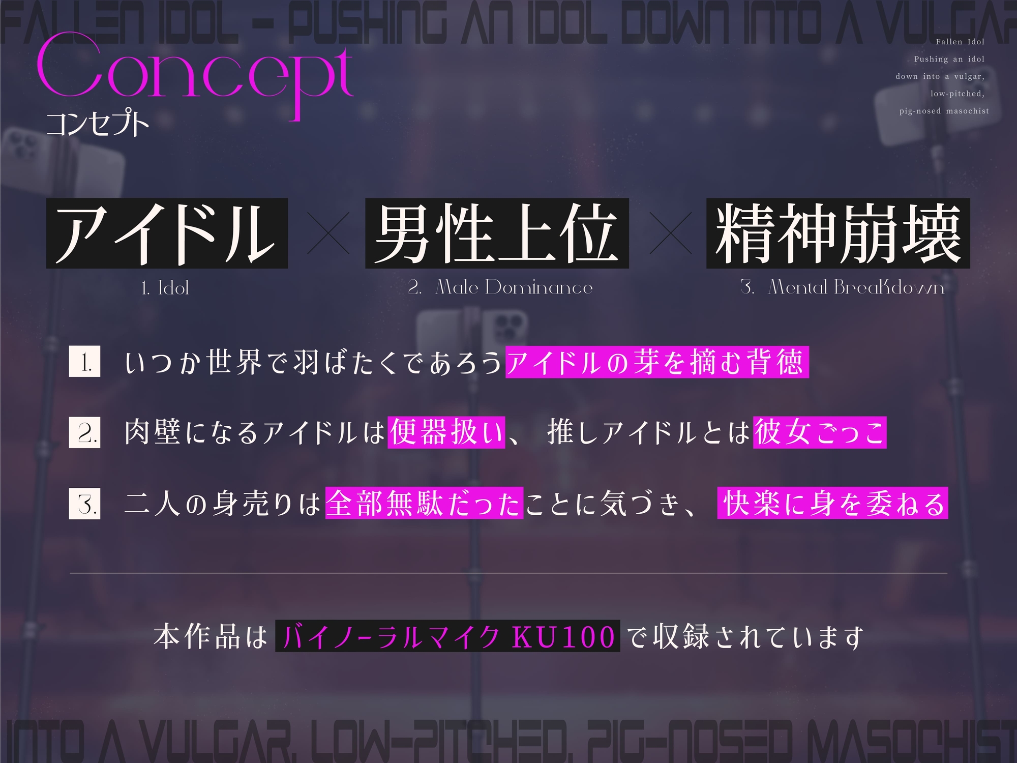 【28日間限定40%OFF&差分付き】【完全男性上位】堕ちた偶像～アイドルを下品な低音オホ豚鼻マゾメスへ突き墜とす【KU100】