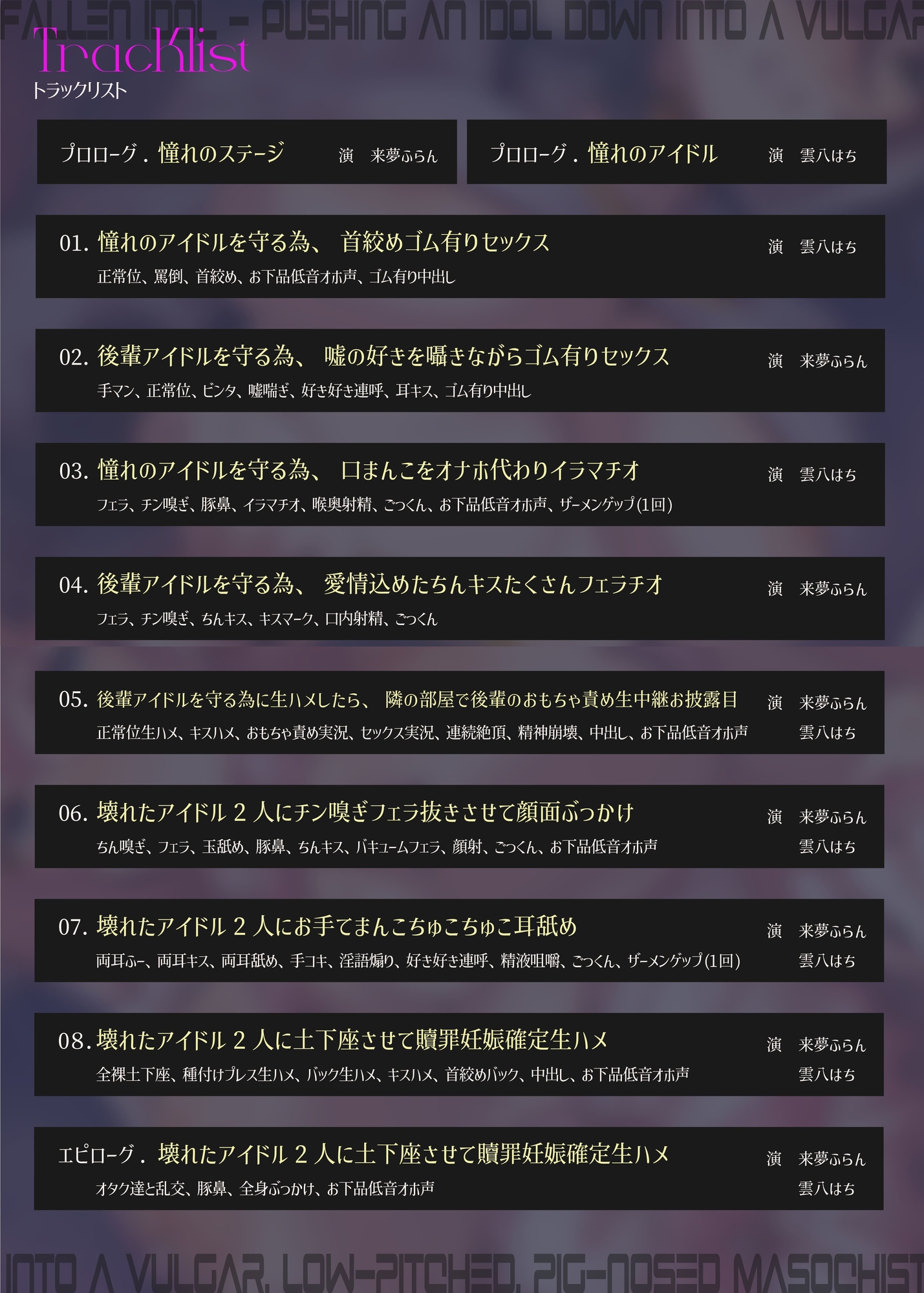 【28日間限定40%OFF&差分付き】【完全男性上位】堕ちた偶像～アイドルを下品な低音オホ豚鼻マゾメスへ突き墜とす【KU100】
