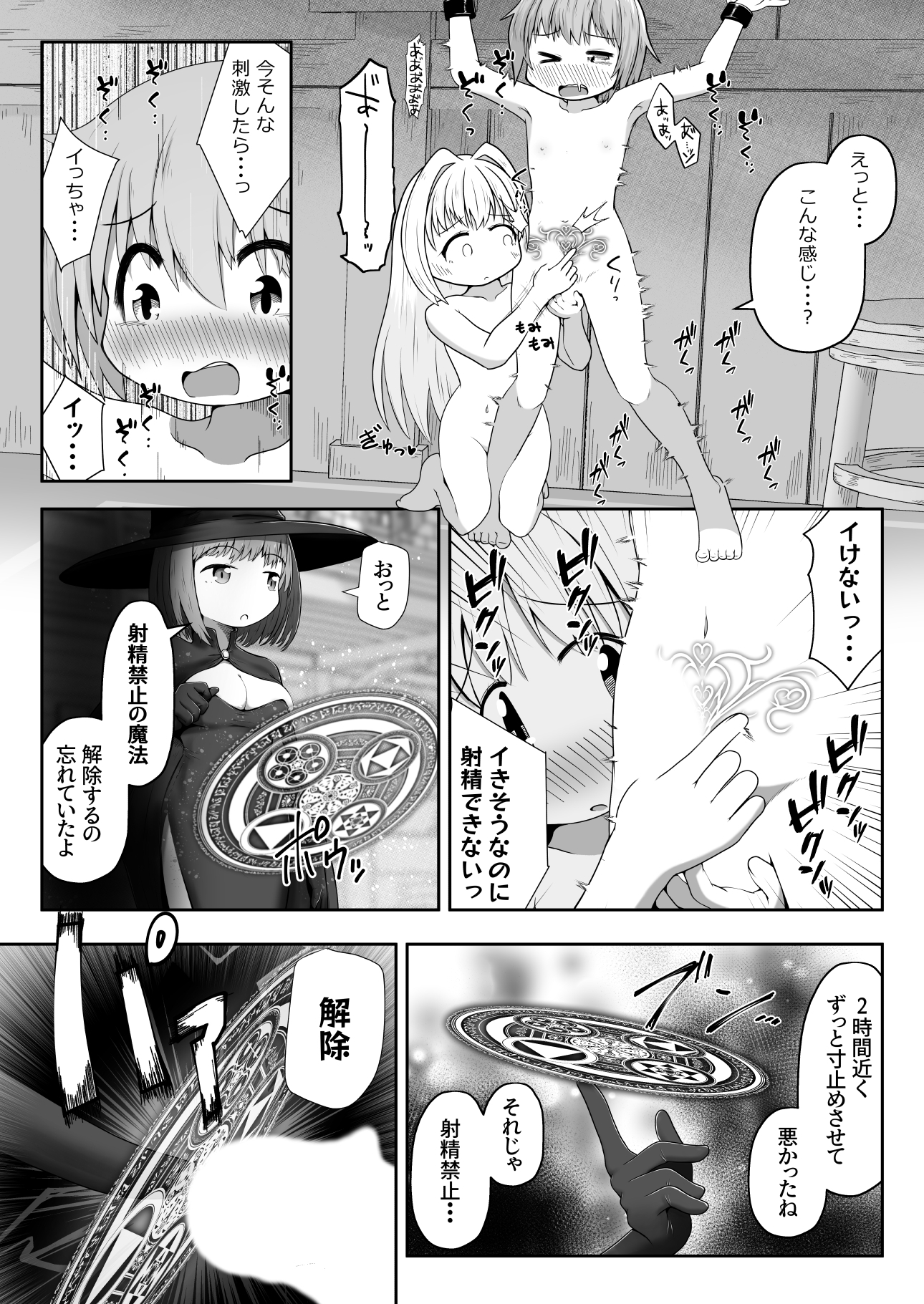 魔女に囚われた少年少女がひたすら絶頂させられて体液を搾り取られるお話