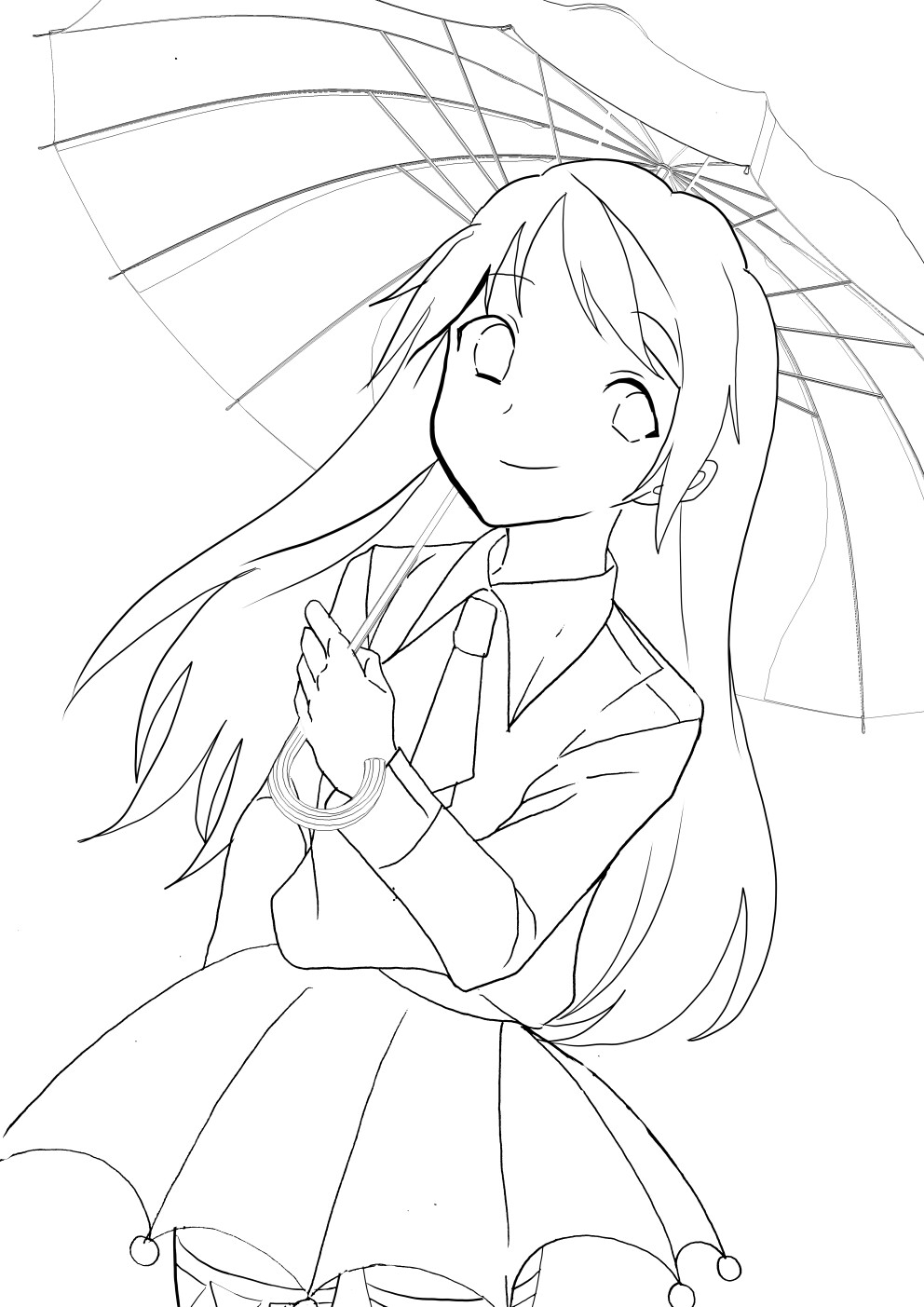 梅雨の中あなたを見つめる女の子 高解像度データ 印刷OK