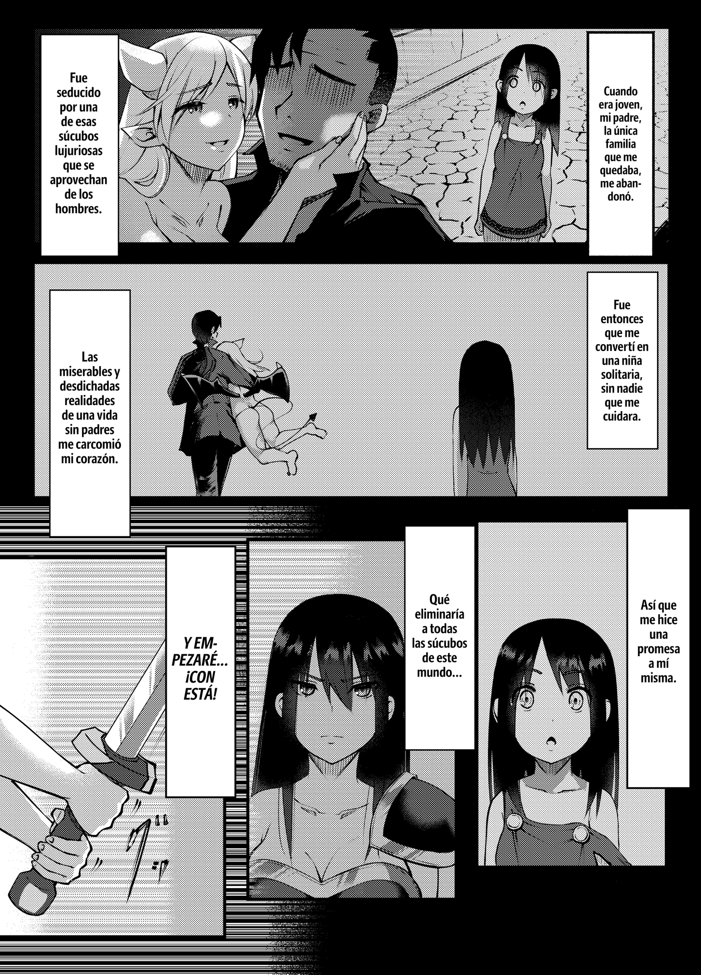 【スペイン語版】サキュバスに惨敗した女剣士、ふたなりにされる