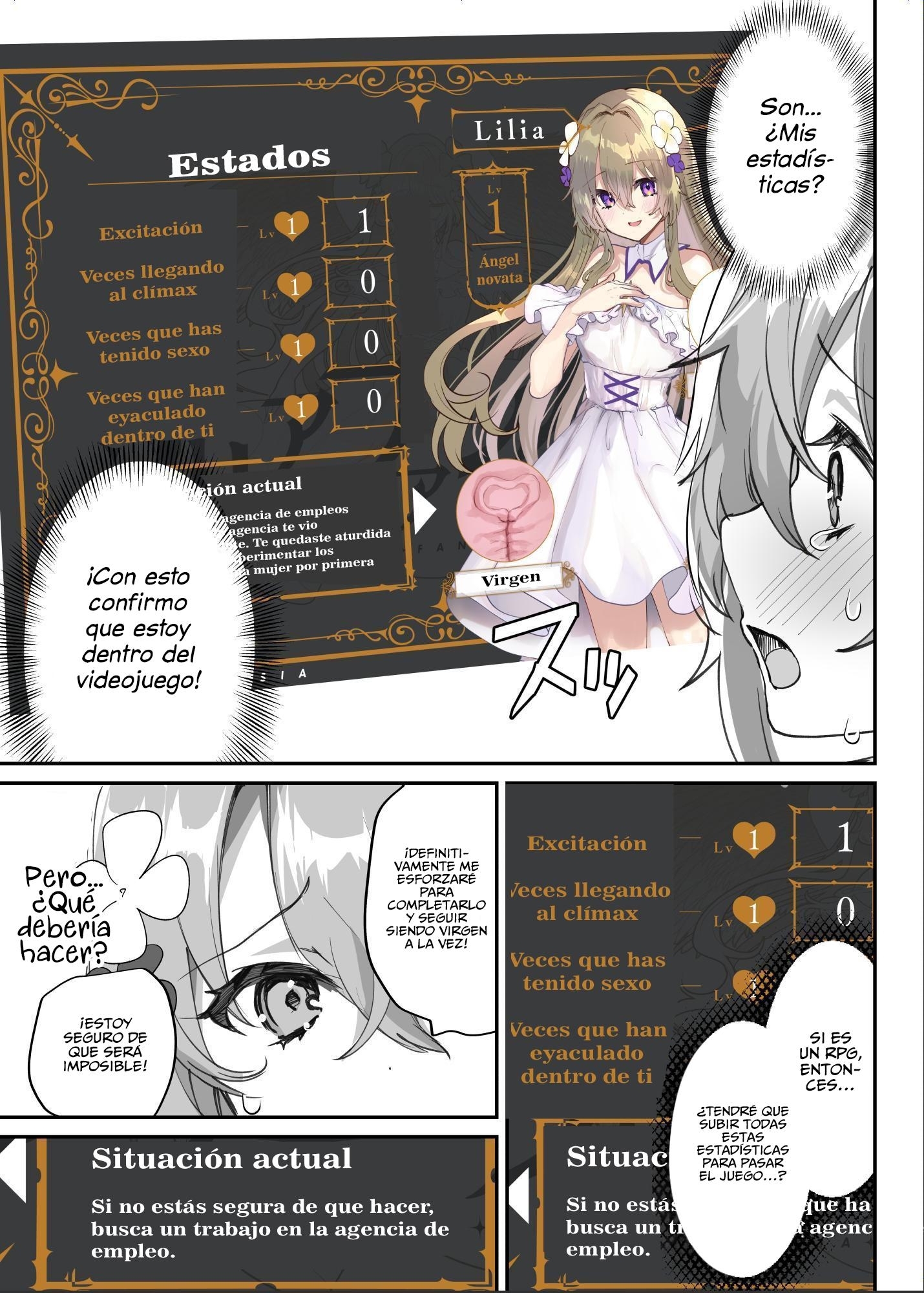 【スペイン語版】エロRPGの女主人公にTS転生したら…～街エロイベント&敗北エッチで処女喪失～