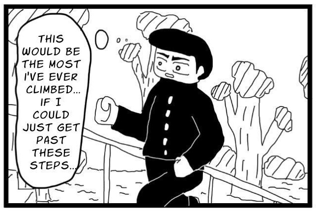 【英語版】4コマ漫画「階段上りの記録を作りたい人」