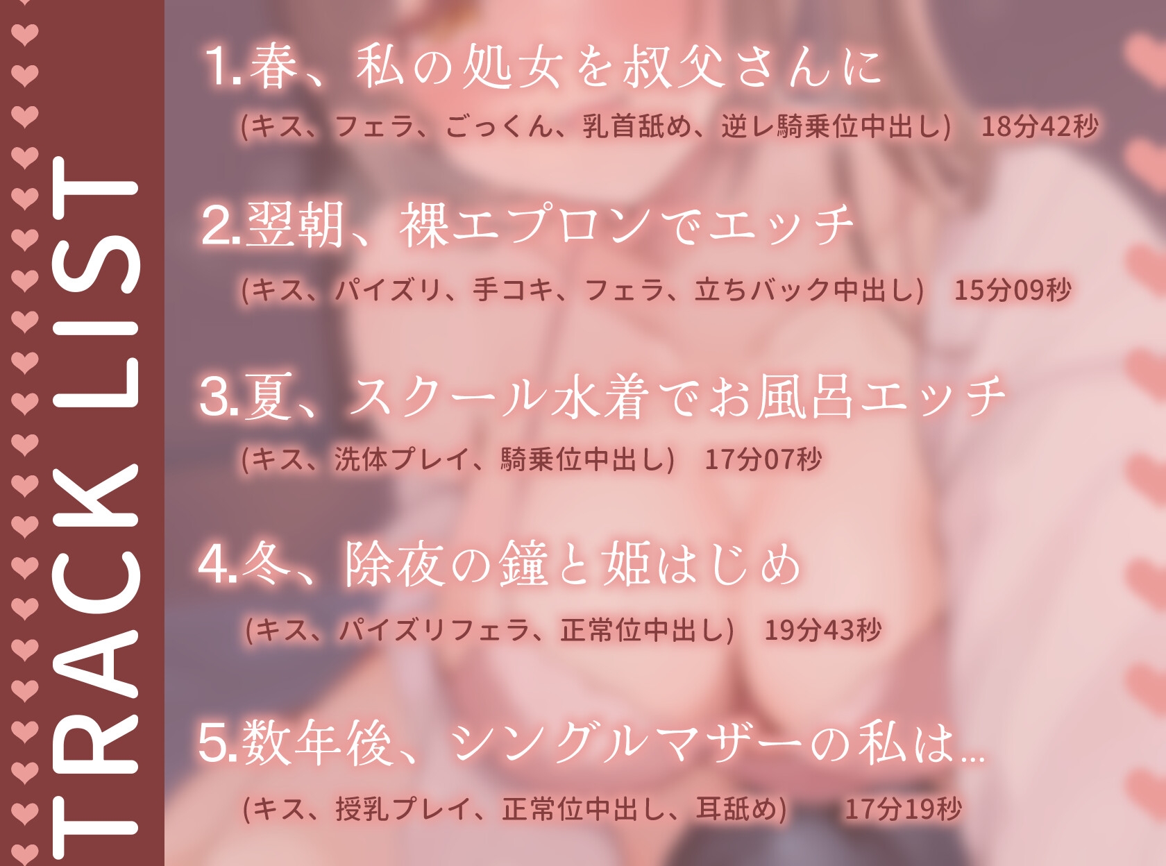 【逆NTR】親戚の巨乳美少女JKと禁断の近親相〇〜夜○いで処女を捧げた姪と妻子持ち叔父さんの淫らな1年間〜【1時間20分/背徳/孕ませ】