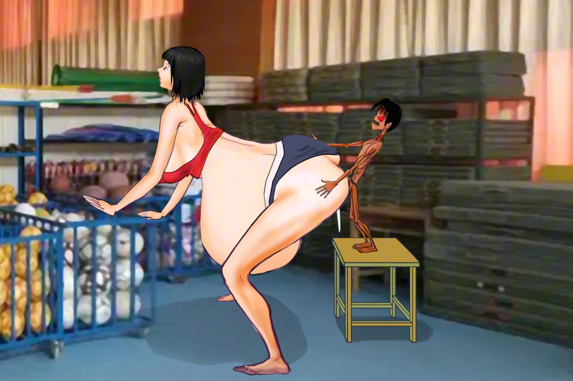 陸上部の女子生徒が男子生徒に用具室に引きずり込まれ犯される