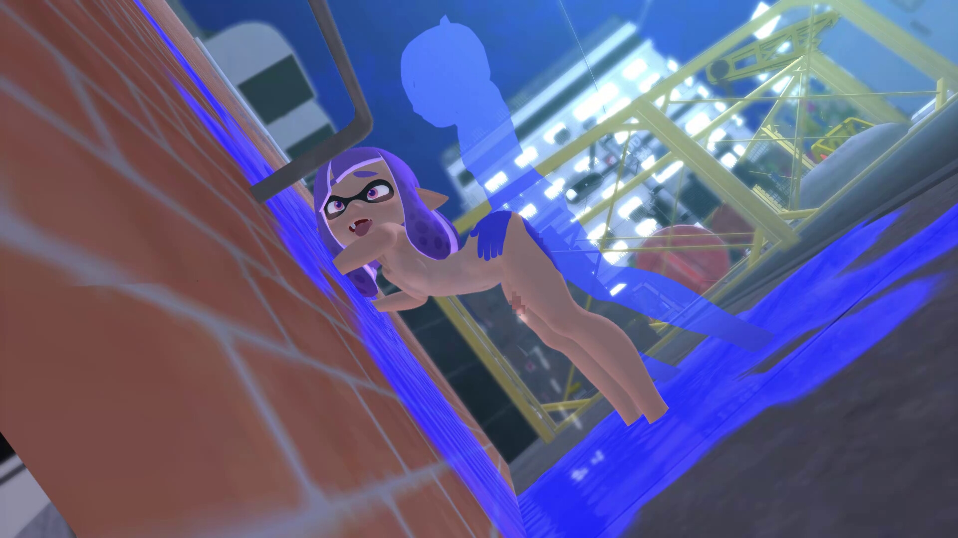 男の娘イカと夜の屋外で