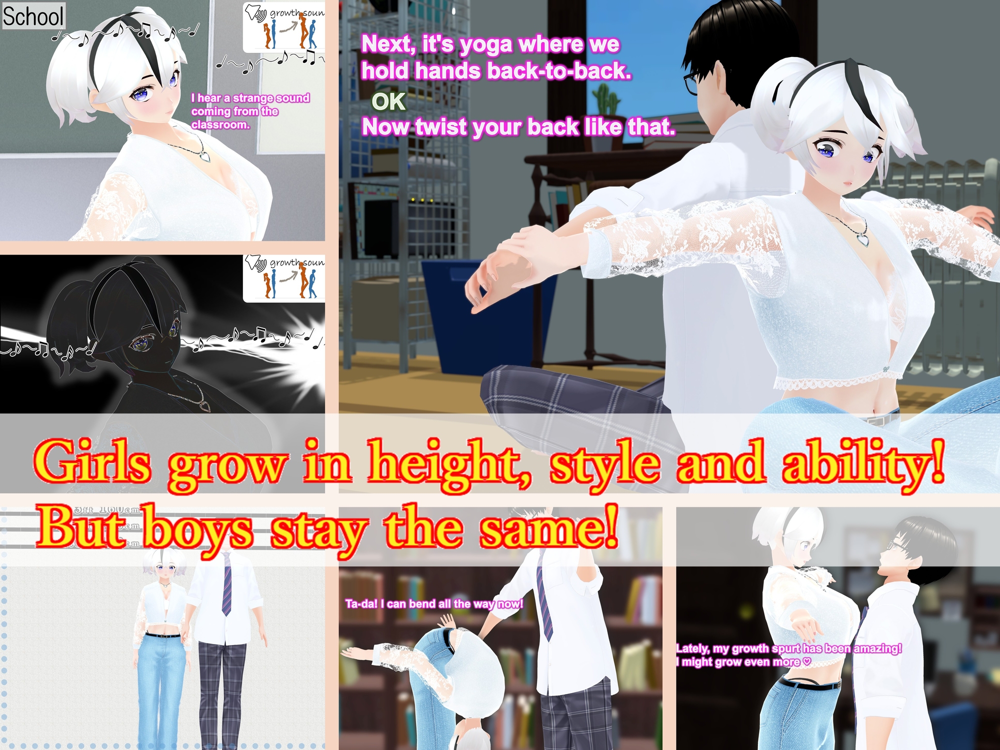 Outgrowing only girls, Overtake boys, Growth sound. Yoga Arc