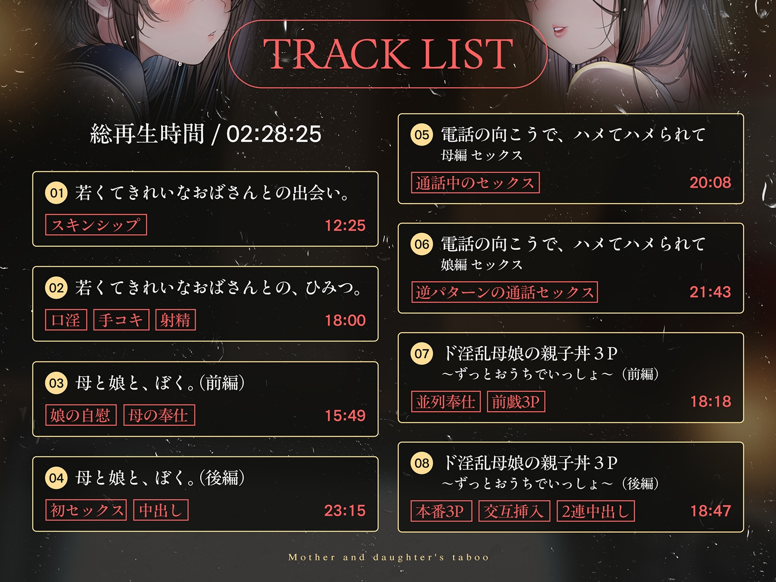 【親子丼】母娘の禁忌に濡れる秘堕 #夜○い3P #処娘喪失 #淫母