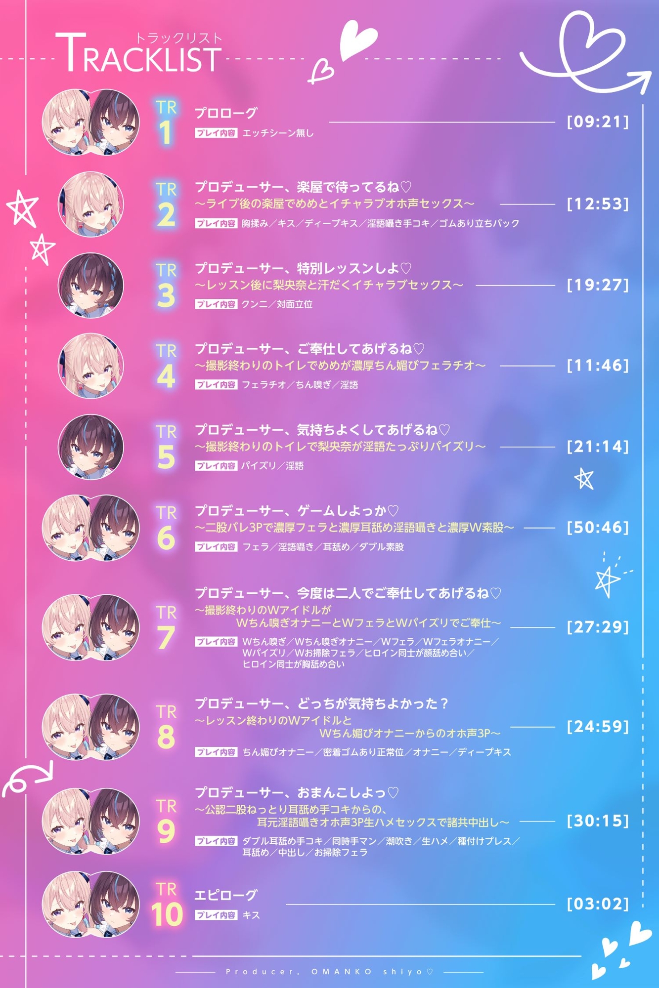 【✅早期特典楽曲付き/ちん媚びWアイドル】プロデューサー、おまんこしよっ♡〜ダウナー系と性悪小悪魔系のWアイドルと公認二股でドスケベ媚び媚びオホ声3P〜【KU100】