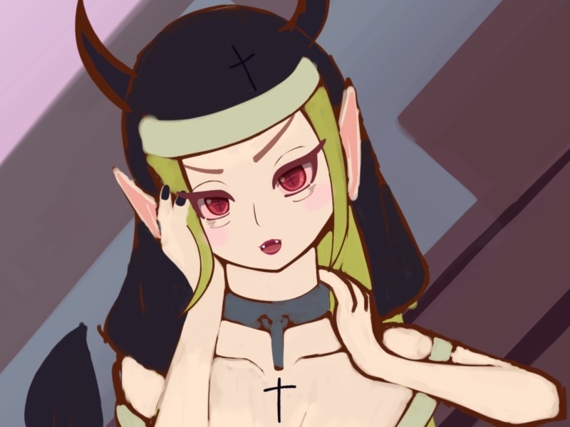 【イラスト】シスターサキュバス「祈りを捧げる拘束具」第1弾