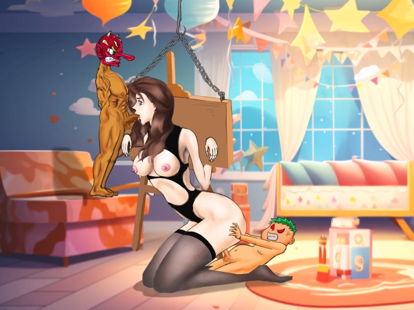 黒ストッキングの奴○少女がクラブで二人の兄弟に犯される