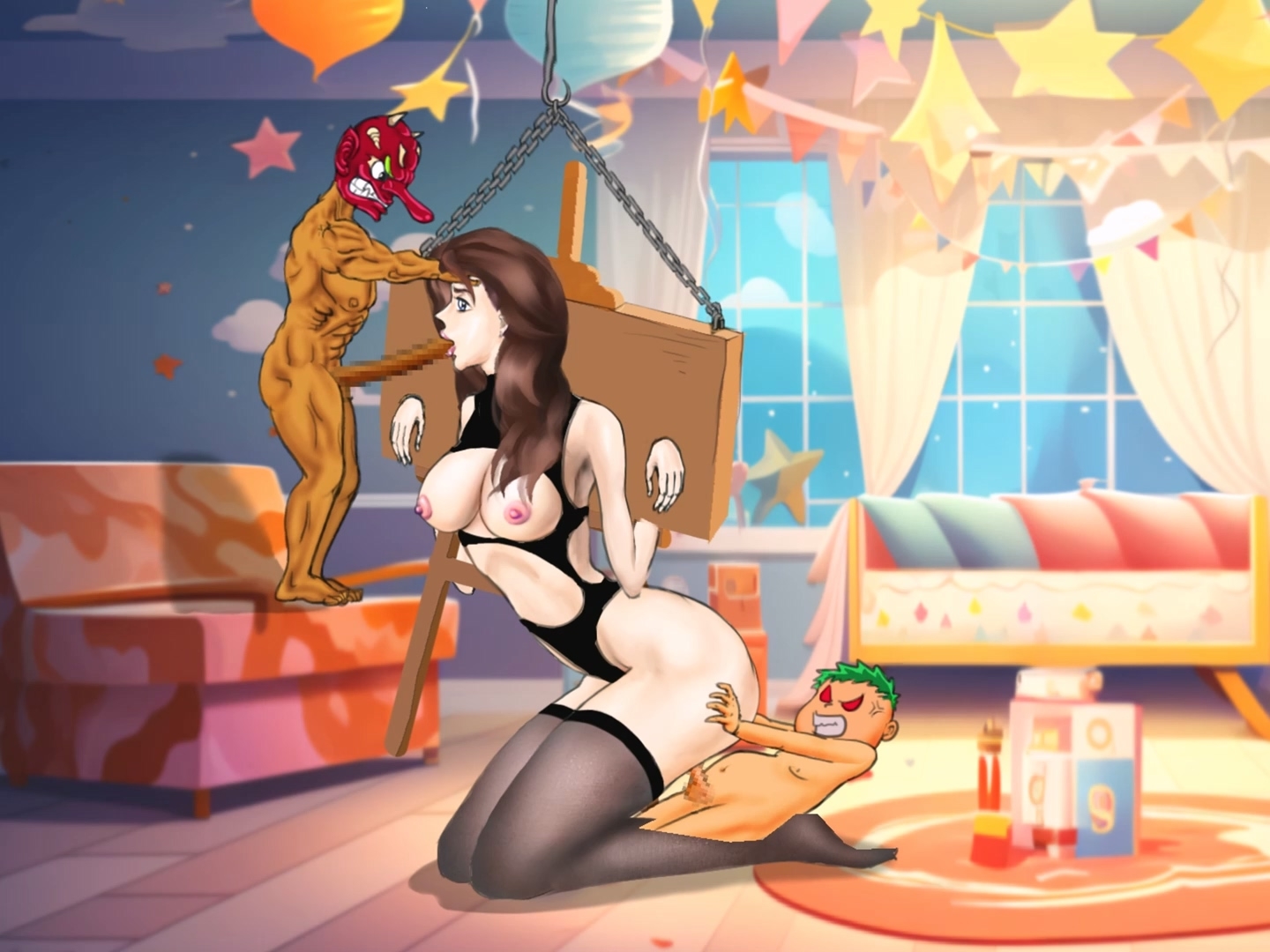 黒ストッキングの奴○少女がクラブで二人の兄弟に犯される