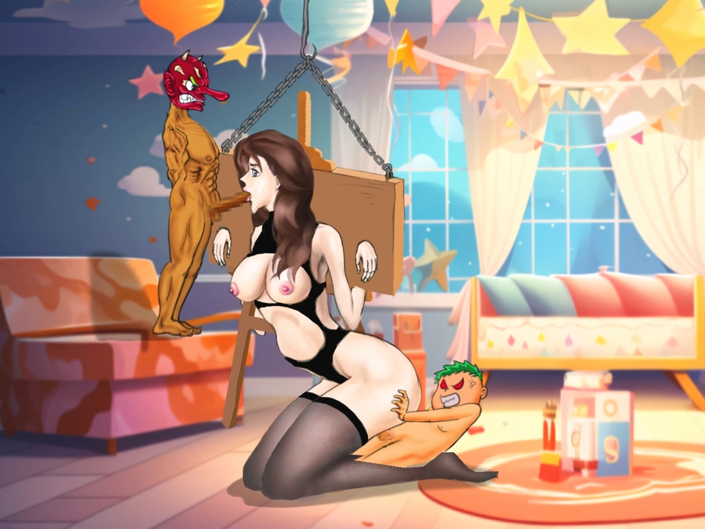 黒ストッキングの奴○少女がクラブで二人の兄弟に犯される