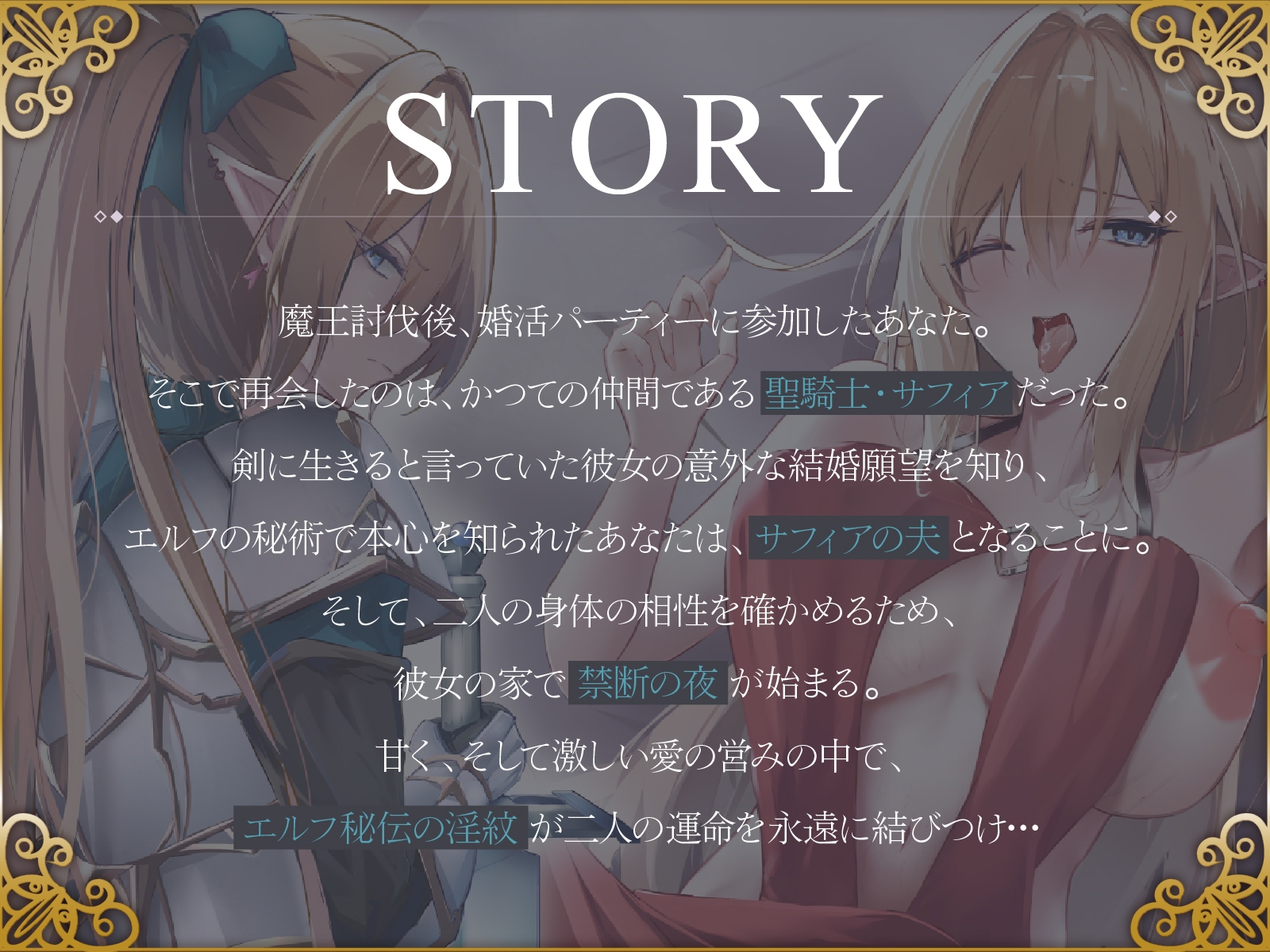 かつて仲間だった金髪エルフ聖騎士は、再会したあなたに種付けされたい♡【KU100収録】