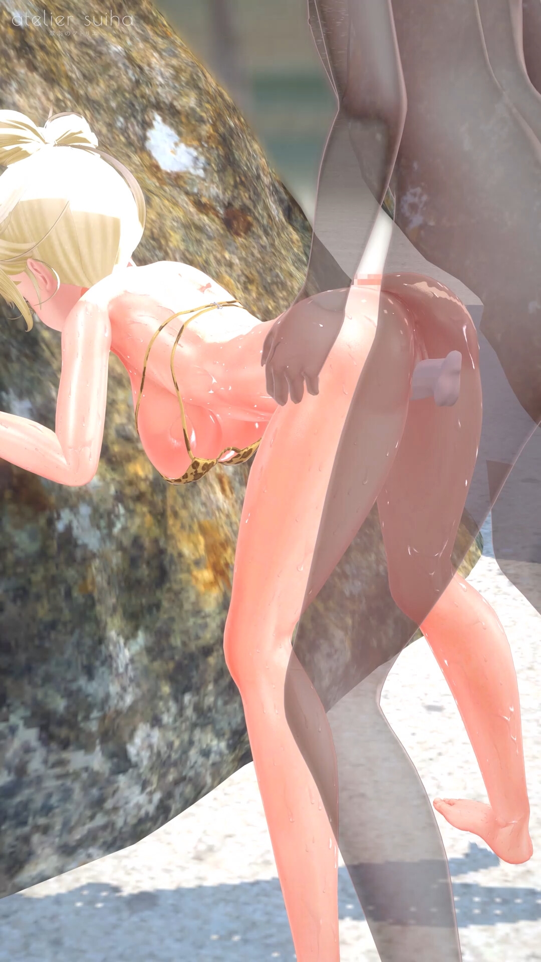 ビーチで彼女と露出おほ声えっちしちゃう動画