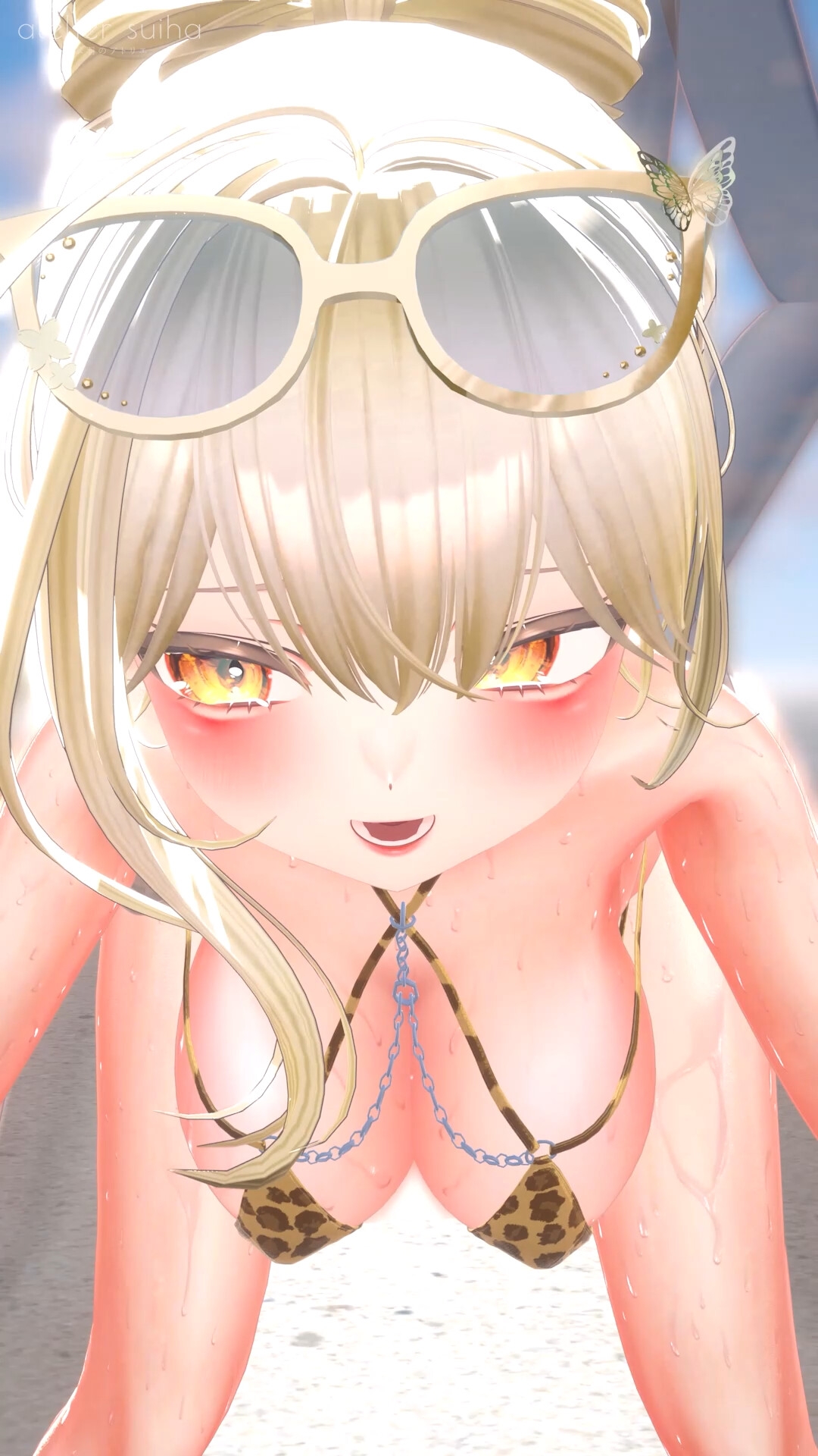 ビーチで彼女と露出おほ声えっちしちゃう動画