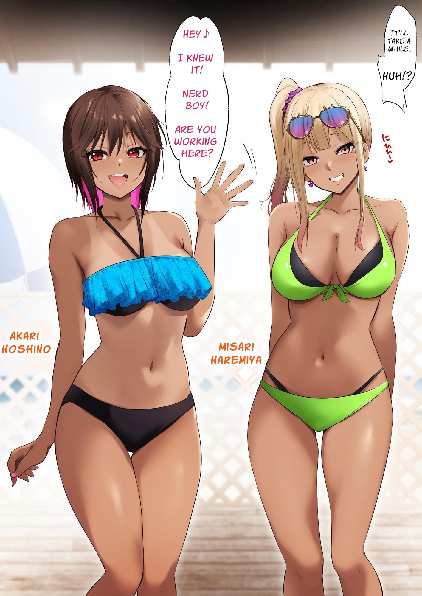 【英語版】海の家でバイトしてたら黒ギャル同級生に逆ナンされて汗だく童貞卒業した夏の日