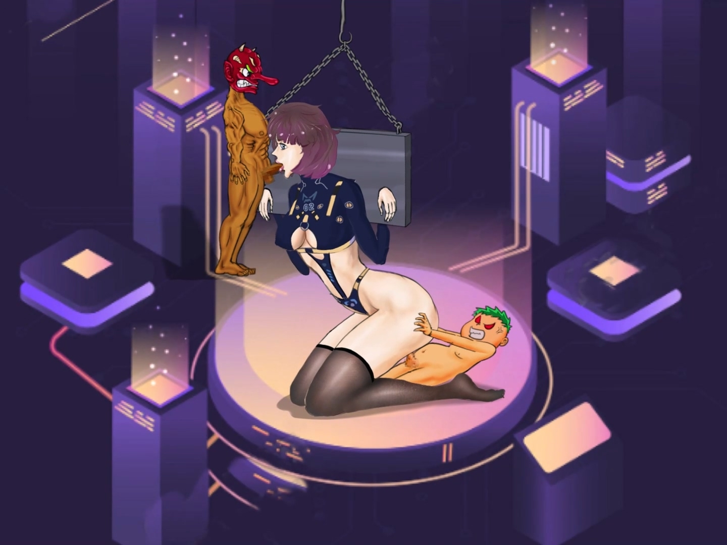 ミルクピーチハック黒い絹の女奴○が未来の宇宙で二人の兄弟に犯される