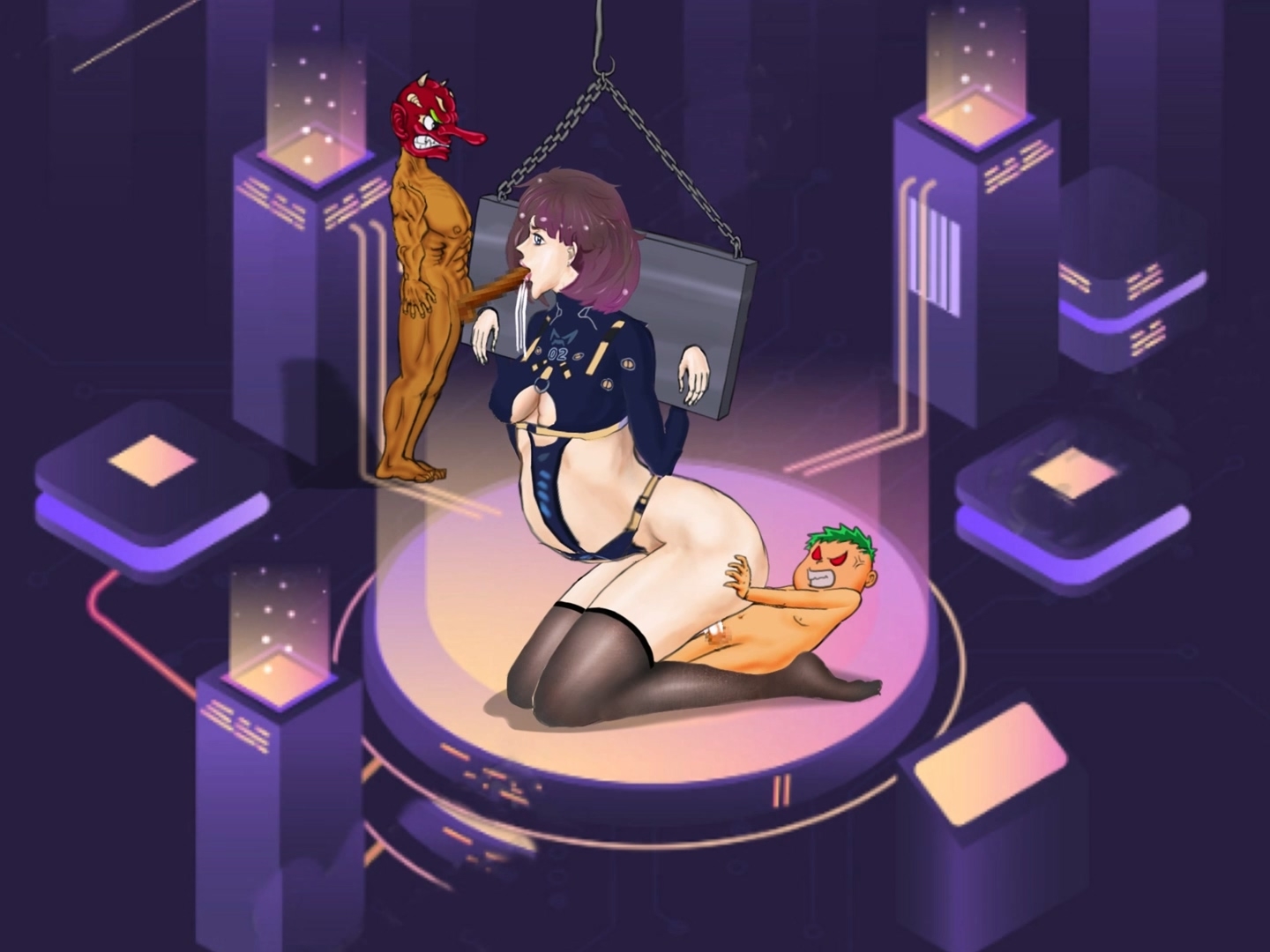 ミルクピーチハック黒い絹の女奴○が未来の宇宙で二人の兄弟に犯される