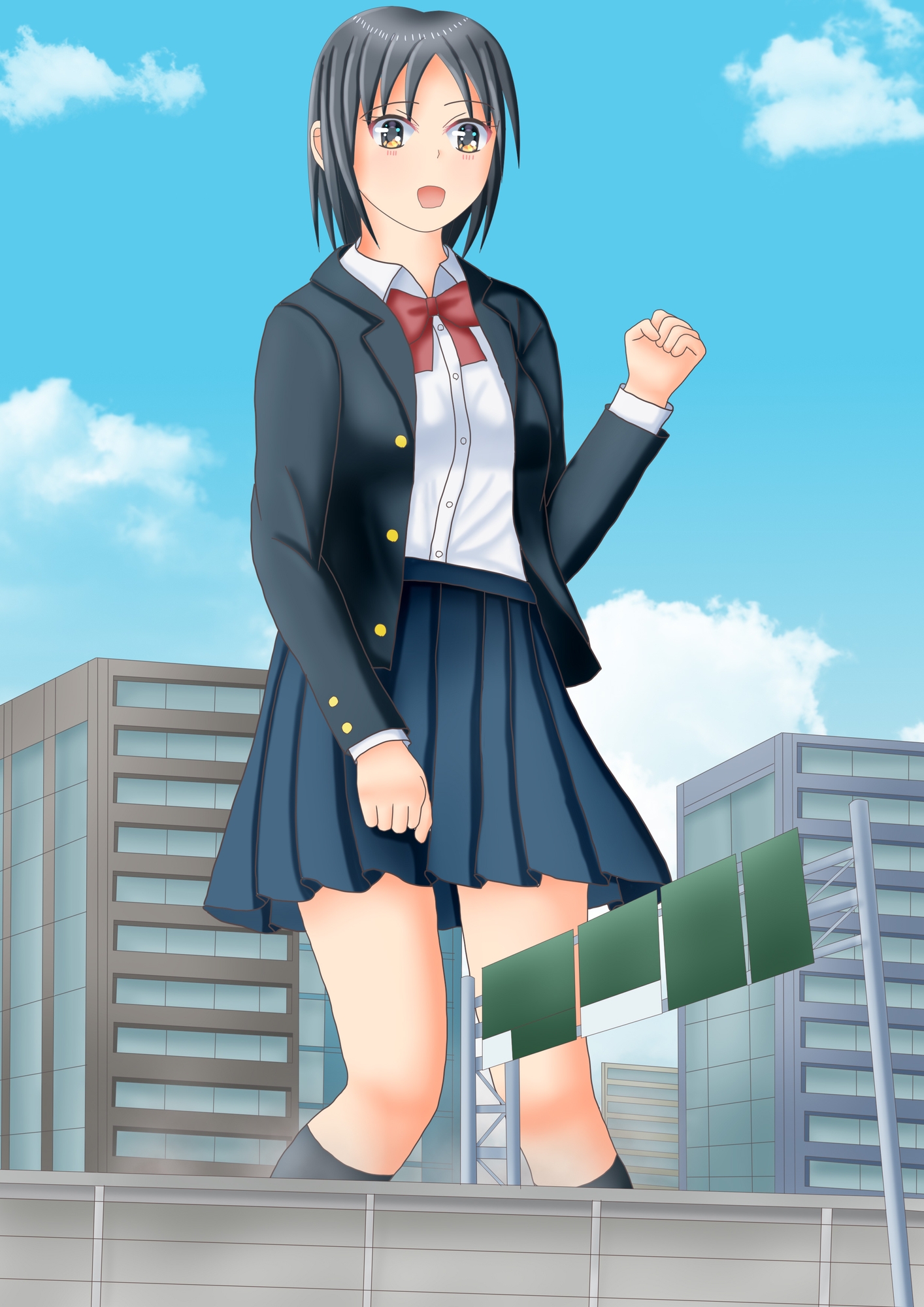 街は巨大娘の遊び場