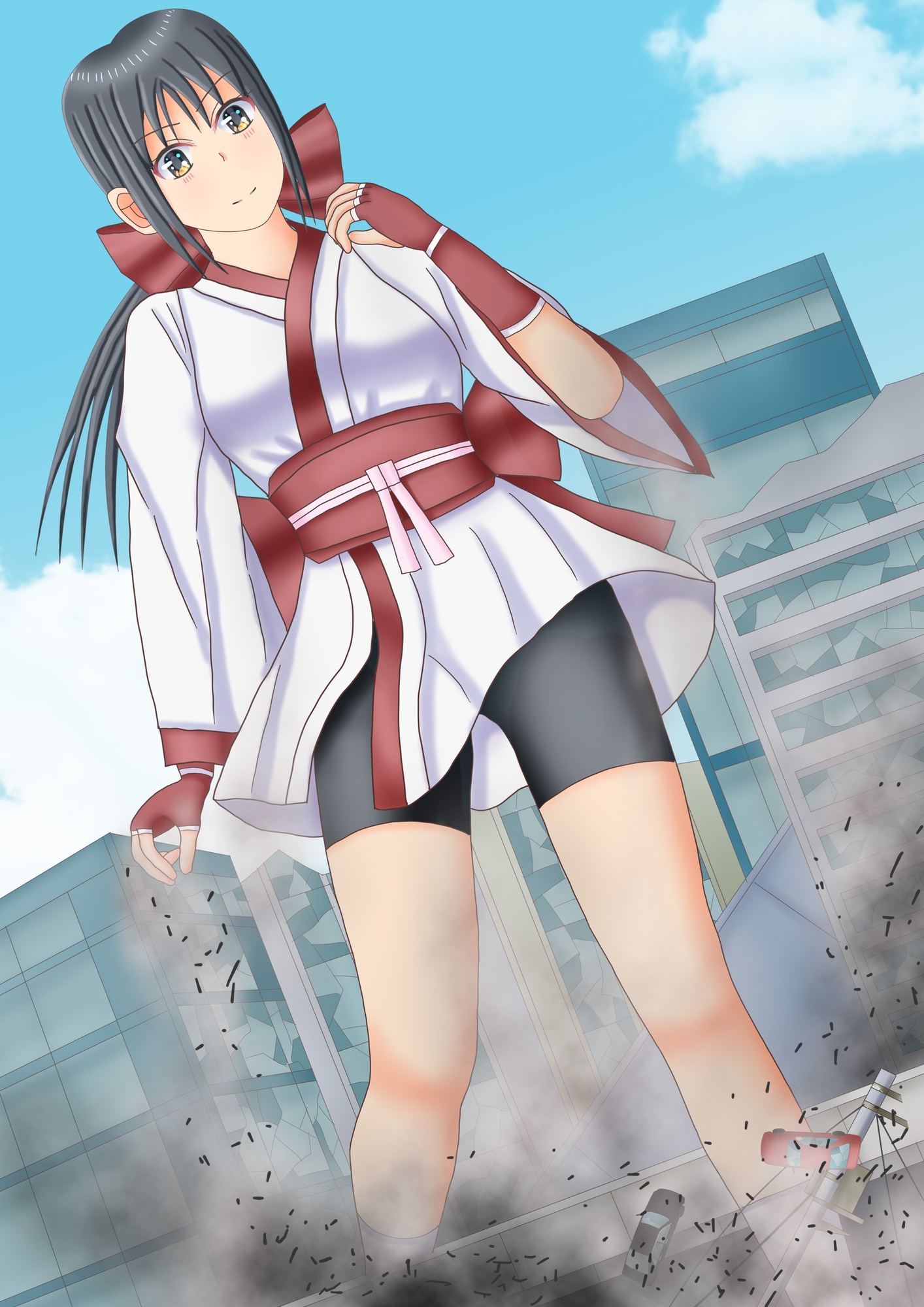 街は巨大娘の遊び場