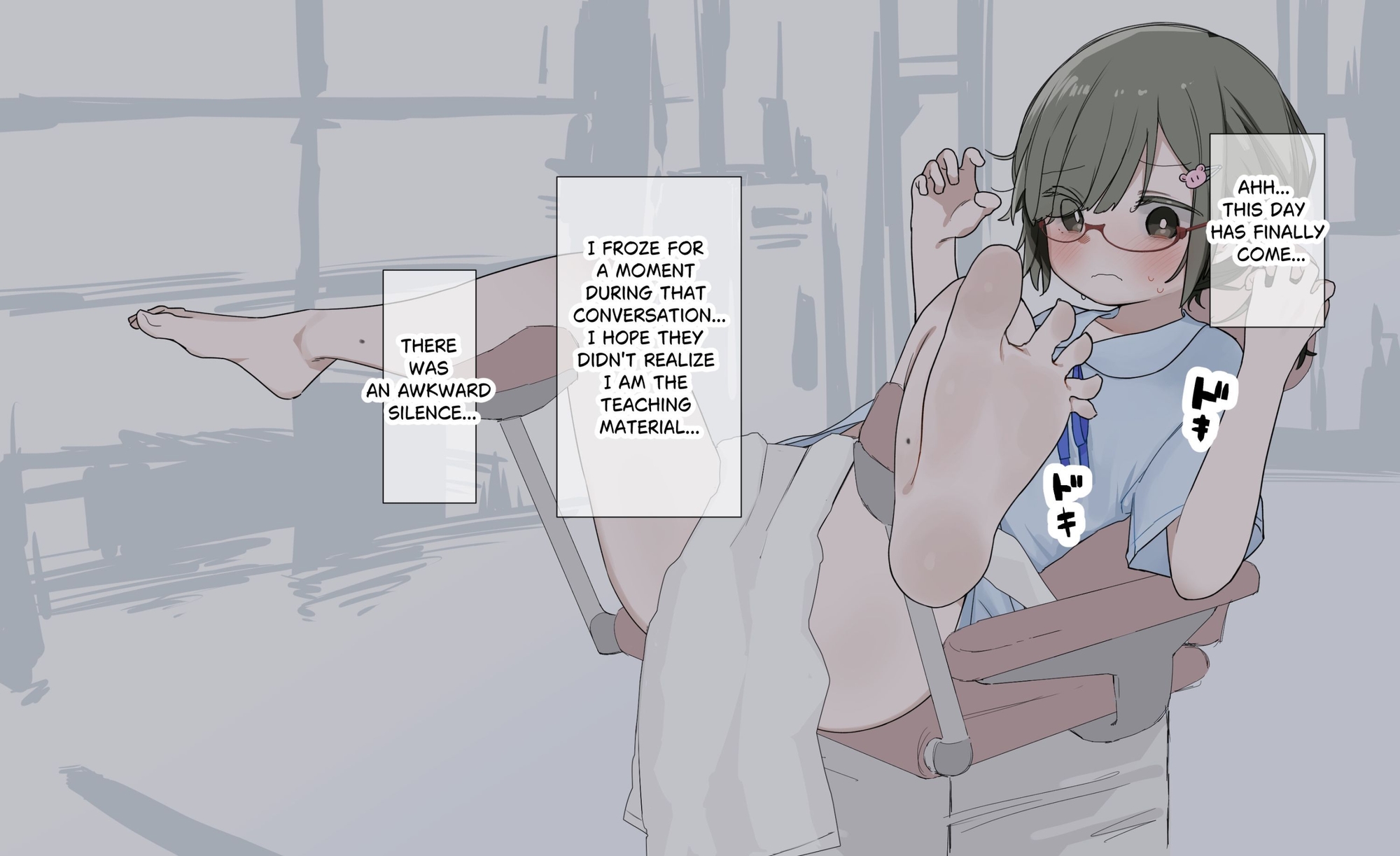 The gloomy girl became the teaching material for genital observation.