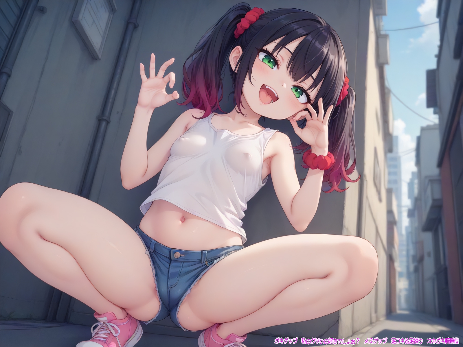 ガキゲップ 私のクサいの好きでしょぉ? メスゲップ 足コキ&足絞り オホガキ騎乗位