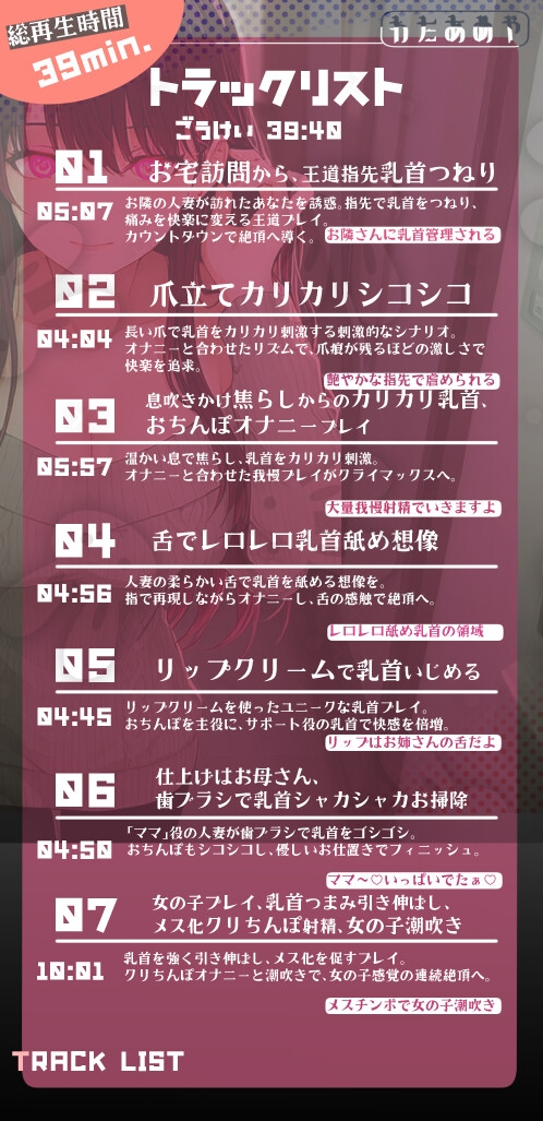 【M乳首オナサポ】欲求不満な人妻による隣人乳首調教性活～ドスケベなお隣さんのしつこい誘惑～