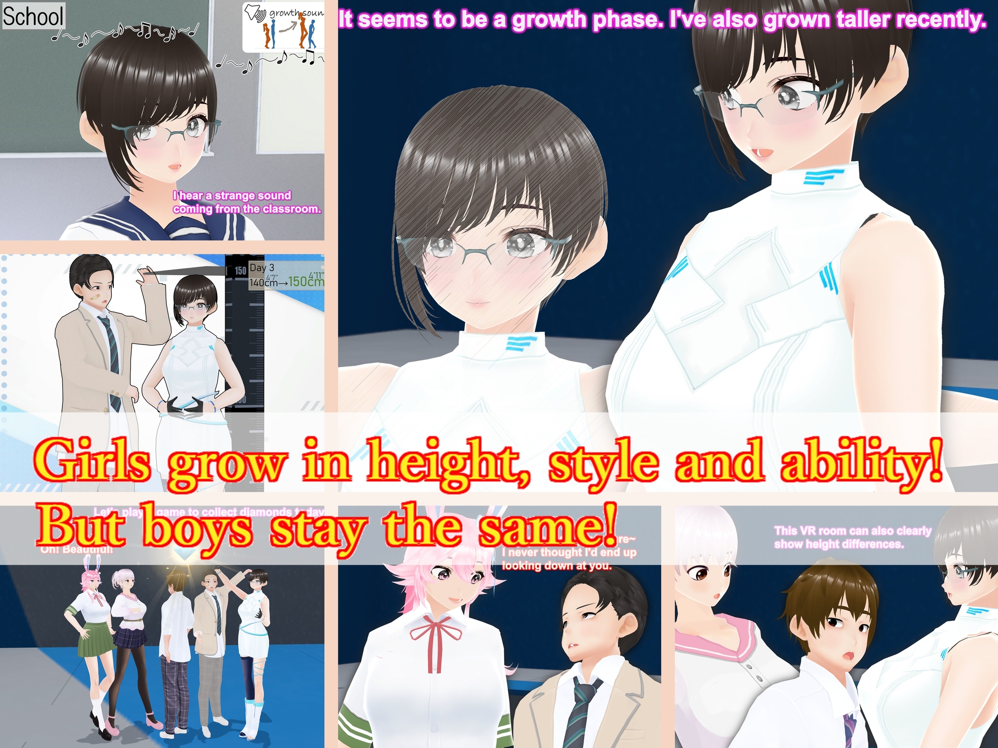 Outgrowing only girls, Overtake boys, Growth sound. VRroom Arc