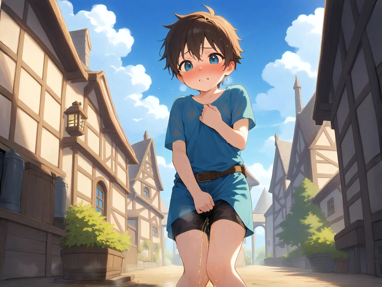 【おしっこ我慢】お地蔵さまに小便かけたら、おしっこ止まらなくなっちゃった男の子