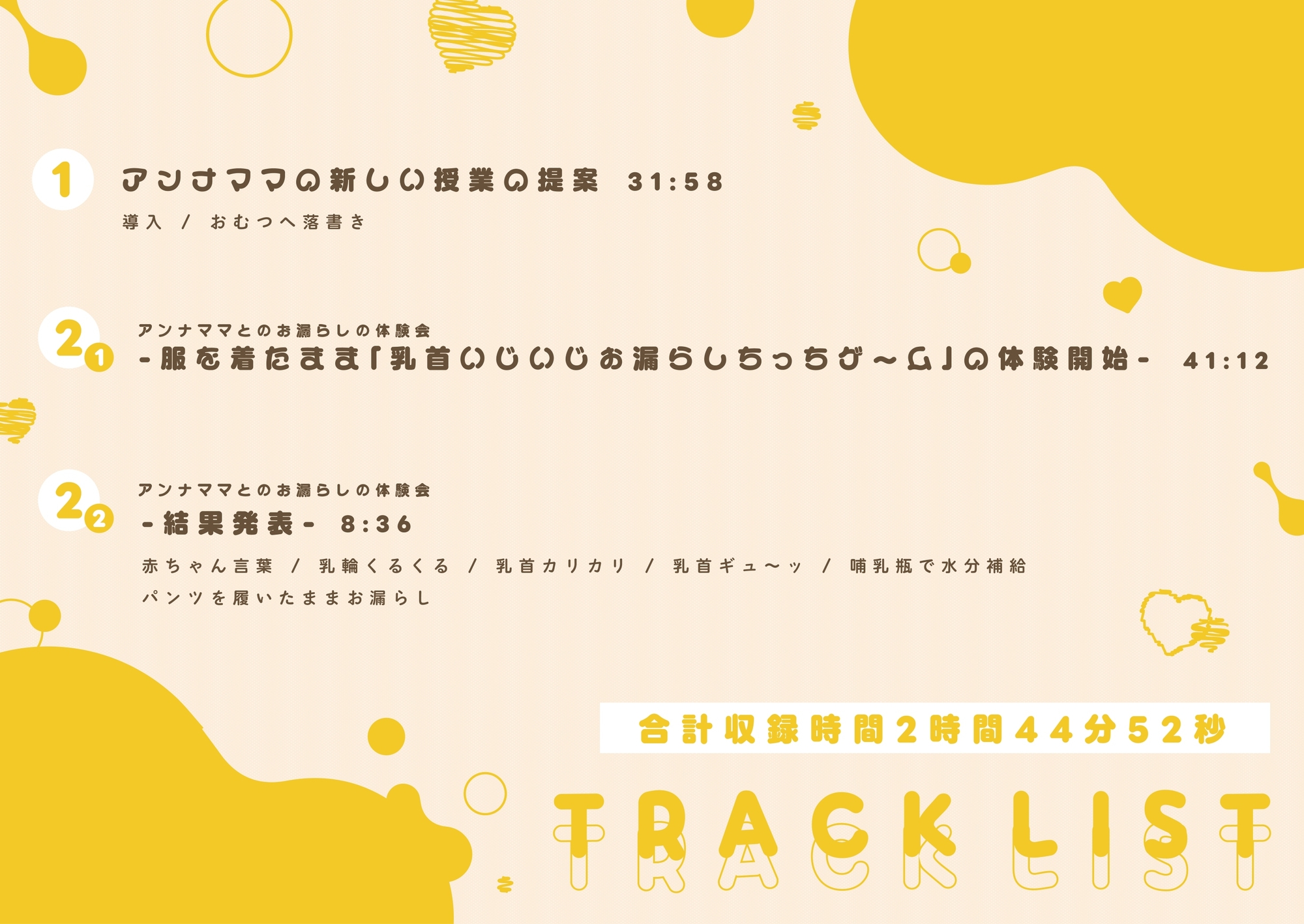 【前半1時間16分31秒無料公開中/乳首開発×お漏らしプレイ】性悪ママ先生のおむつマゾ赤ちゃん化調教～乳首いじめ誘導によるお漏らしサポート音声～