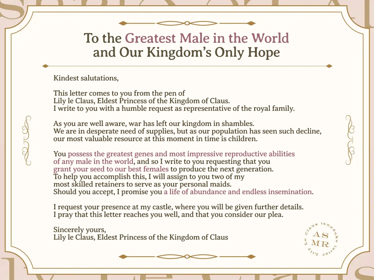 【英語版】【密着淫語囁き】壁尻まんこ種付け計画 ～世界一優秀なオス様のための「おまんこ孕ませ救世主プロジェクト」～【KU100】