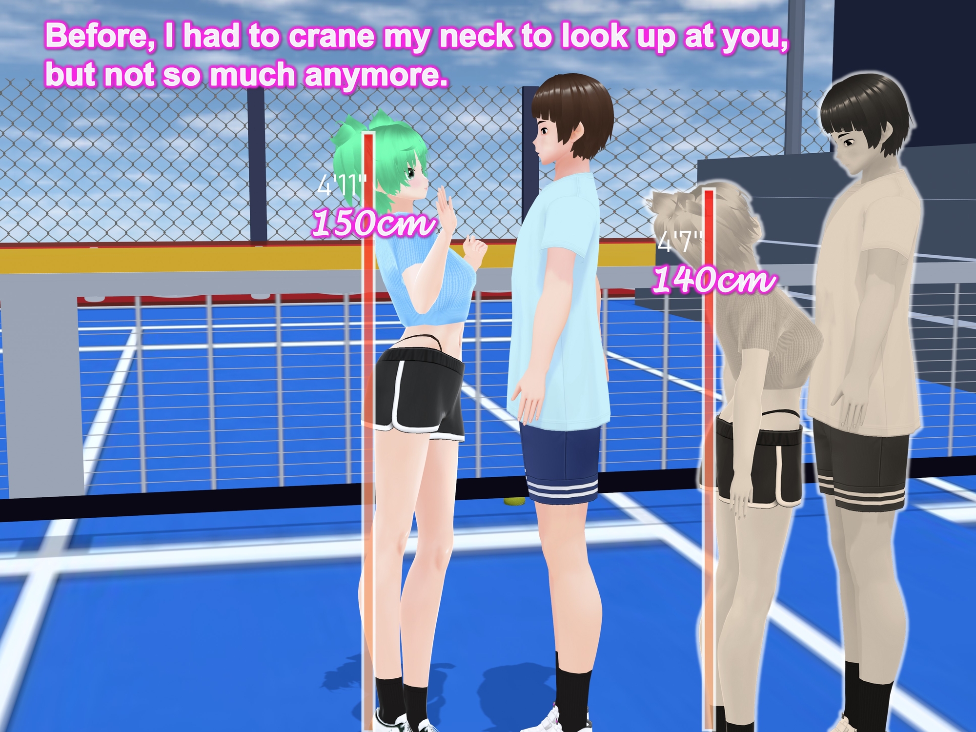 Outgrowing only girls, Overtake boys, Growth sound. Tennis Arc