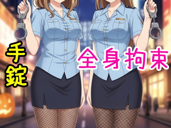 ハロウィンの夜ポリスコスのJK2人に拘束され、最後は包帯で…♡【手錠/猿轡/くすぐり/ドM向け】