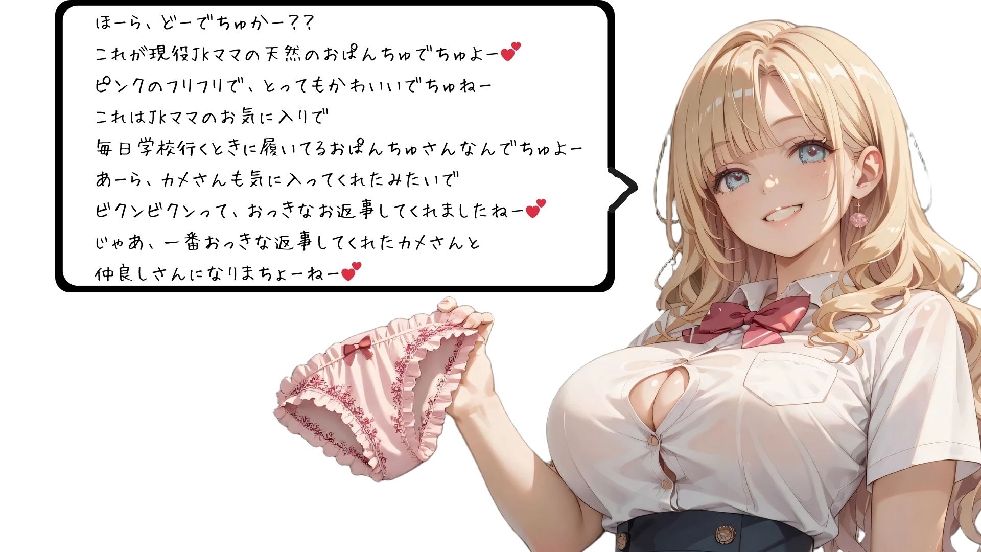 デカ乳現役JKの天然パンティーに童貞特濃ミルクでクロッチマーキング！